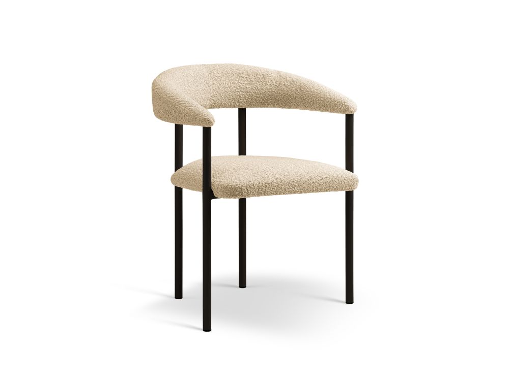 Cosmopolitan Design Stuhl Lea 2er-Set Boucle Baloo Beige Beine Schwarz