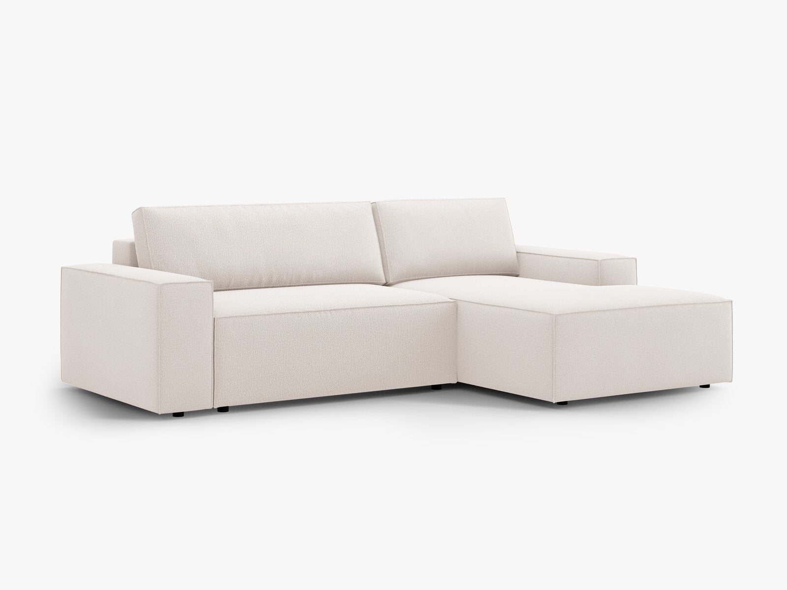 Micadoni Schlaf-Ecksofa Jodie 3-Sitzer Rechts Strukturierter Stoff Helles Beige