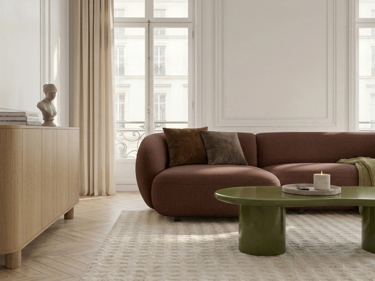 Bobochic Halo Ecksofa mit Schlaffunktion Stoff Braun Ecke links