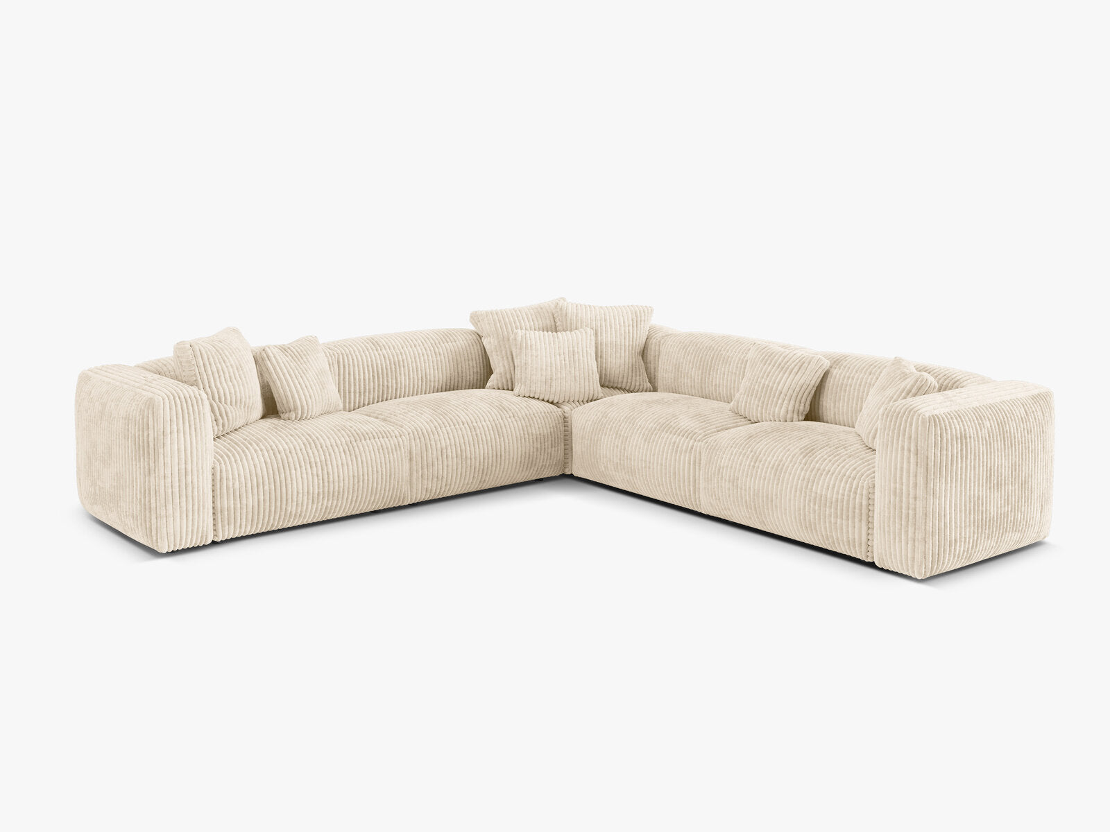 Micadoni modulares symmetrisches Ecksofa XL Martina 5-Sitzer Kord Tilia Helles Beige
