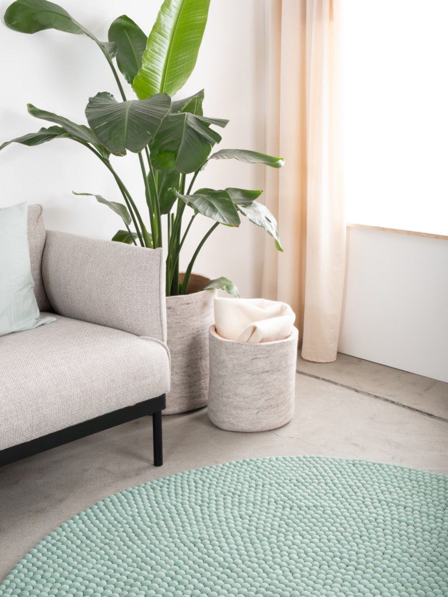 myfelt Fine Filzkugelteppich Türkis rund Ø 50 cm