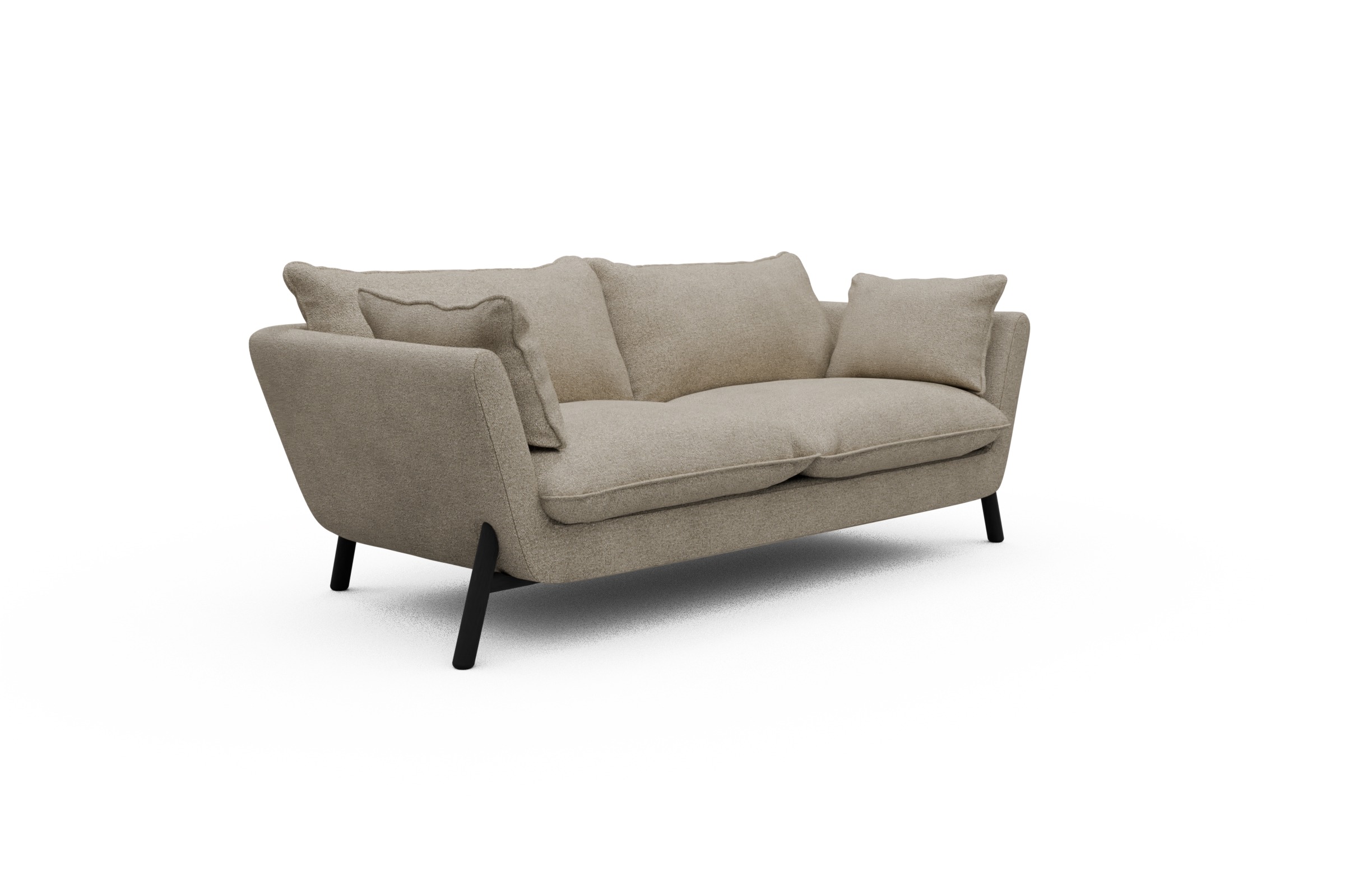 Sofa Emil PREMIUM 2-Sitzer Beinfarbe Eiche Schwarz Boucle-Beige
