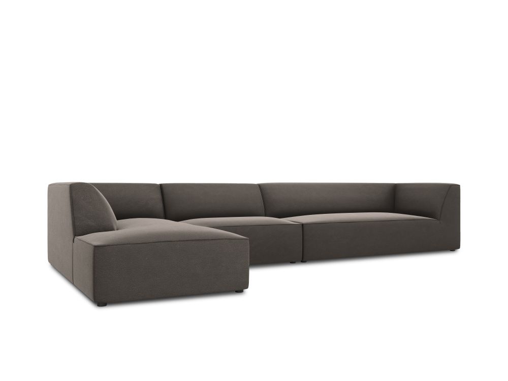 Cosmopolitan Design Ecksofa Siena 5-Sitzer Samt Salvador Dunkelgrau Links