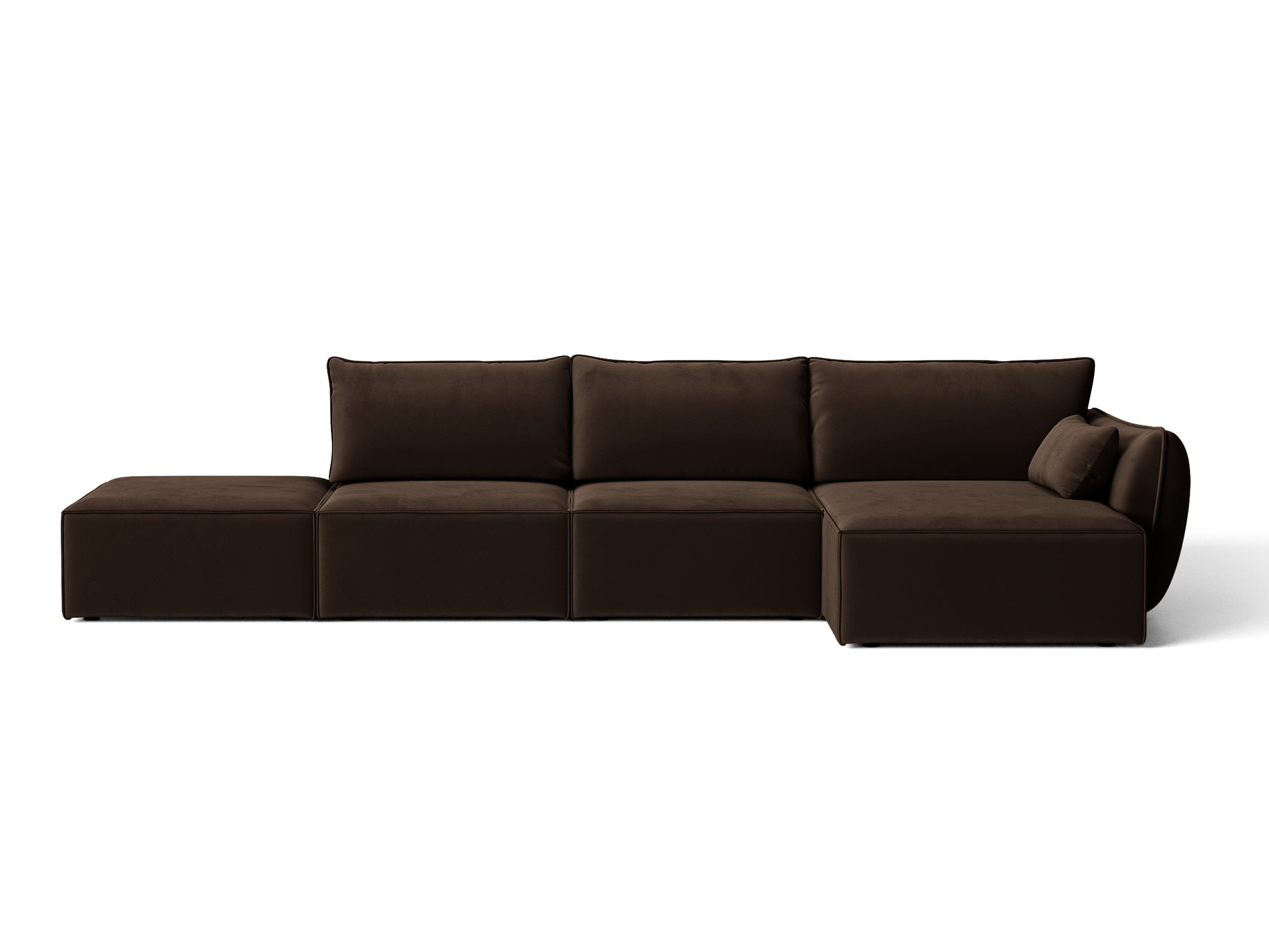 Micadoni Ecksofa Kaelle 5-Sitzer Samt Bluvel Dunkelbraun Rechts