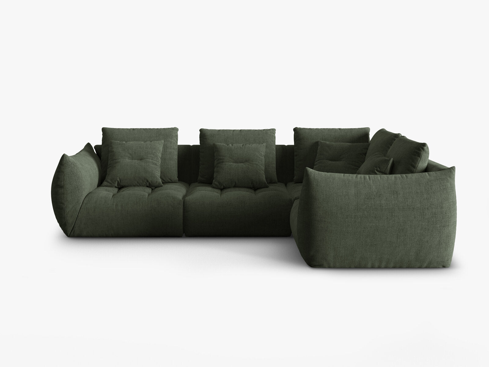 Micadoni Ecksofa Bloom 4-Sitzer Strukturierter Stoff Wind Moosgrün Rechts
