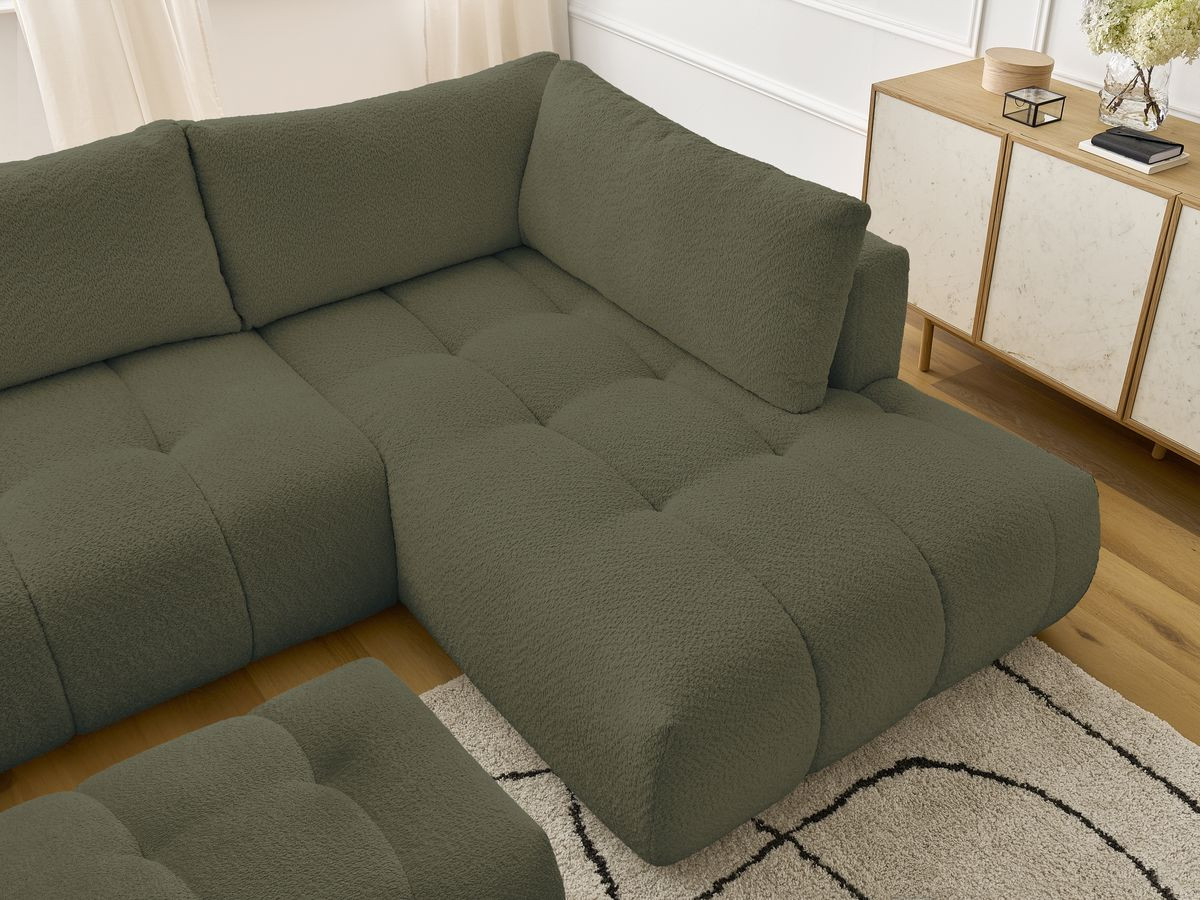 Bobochic Fuji Wohnlandschaft mit Pouf Bouclé-Stoff Grün Ecke links