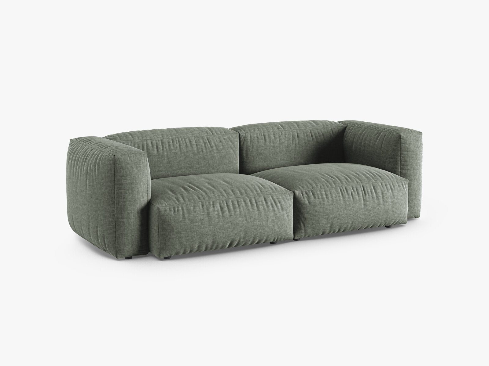 Micadoni Sofa Martina 3-Sitzer 90cm Sitztiefe Strukturierter Stoff Boston Moßgrün