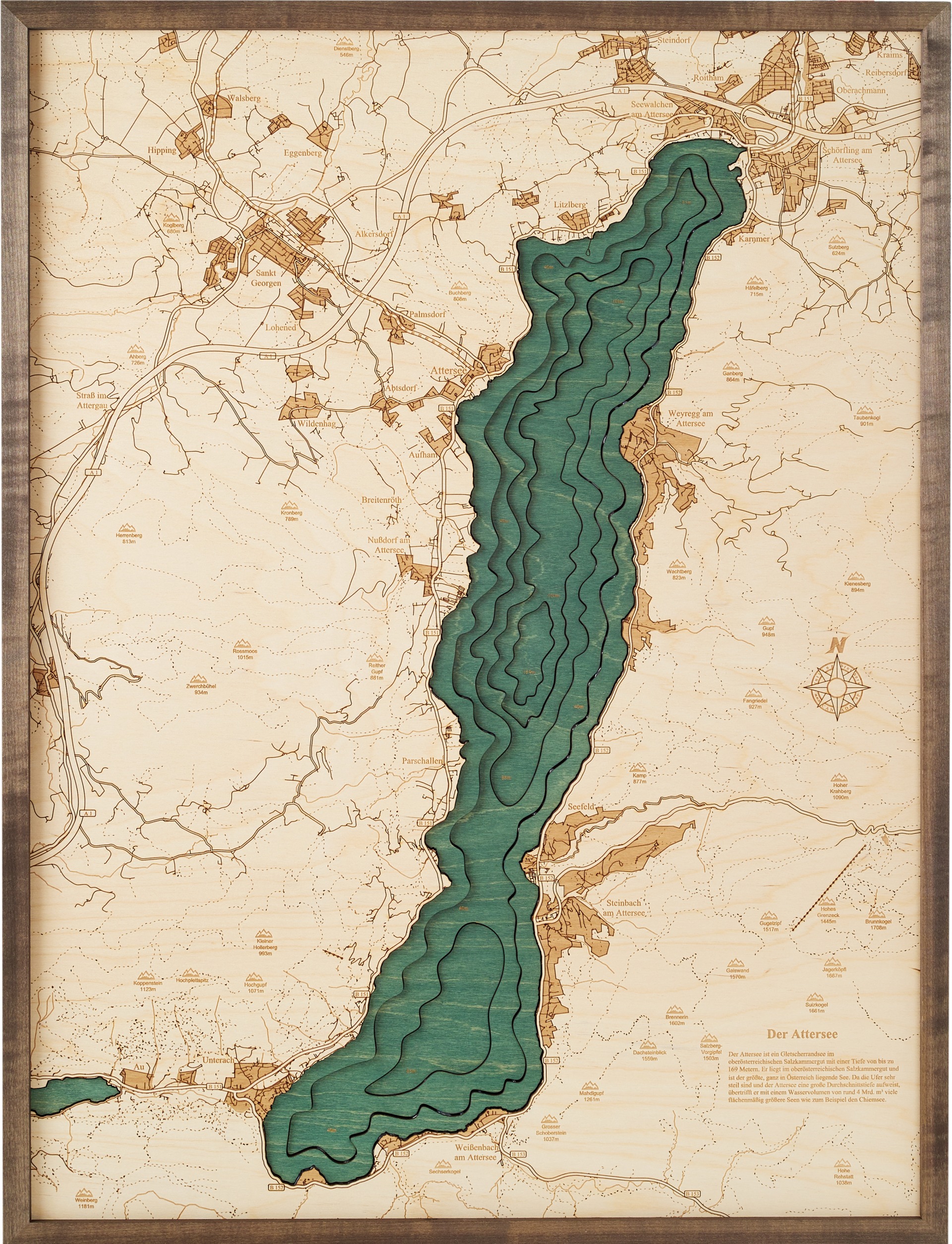 Cutting Brothers 3D Holz-Wandkarte Attersee 81 x 61 moebelfaktor