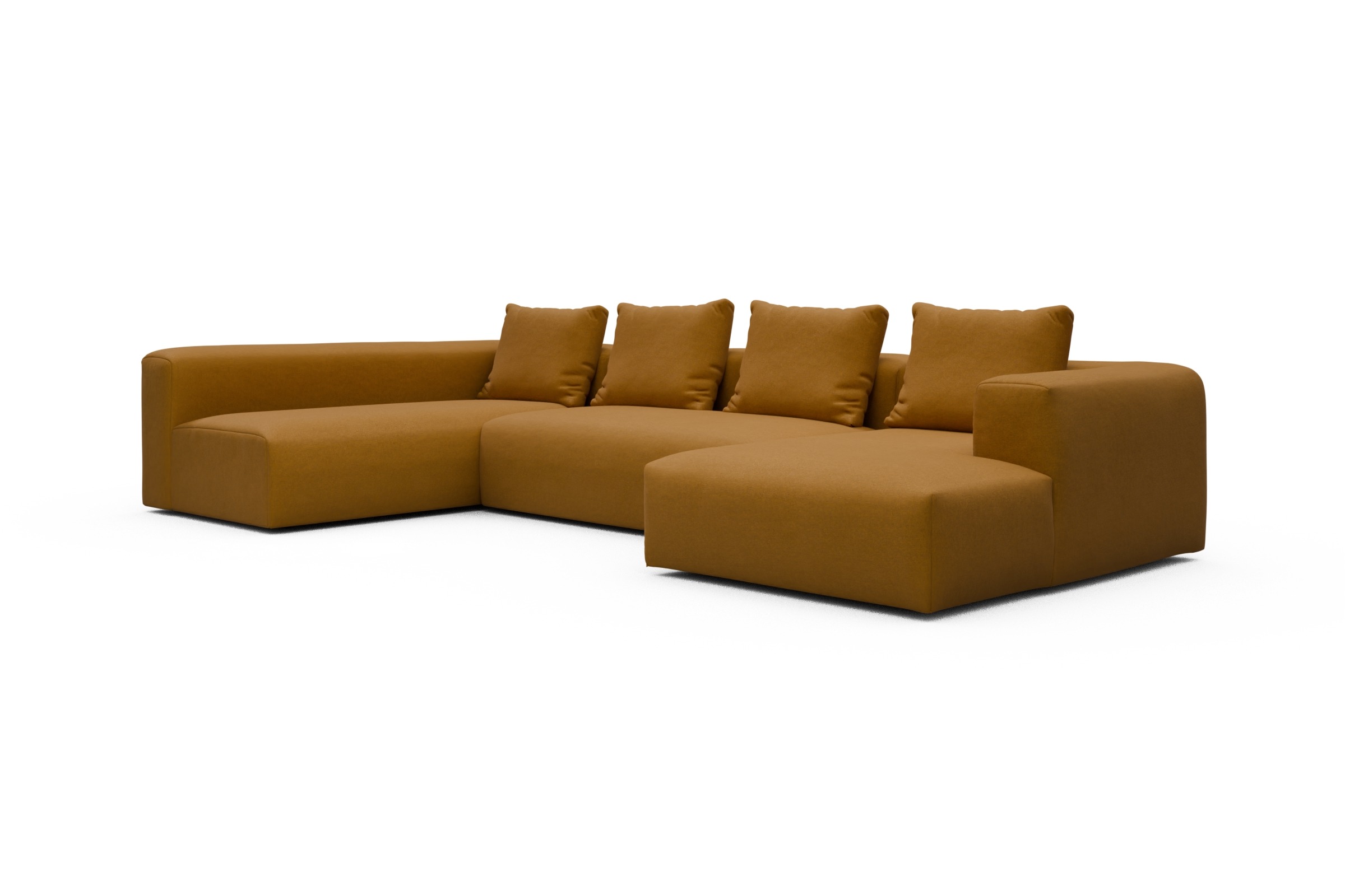 Wohnlandschaft Fred Chaiselongue rechts mit 2-Sitzer und lange Armlehne links Satya-Ocre