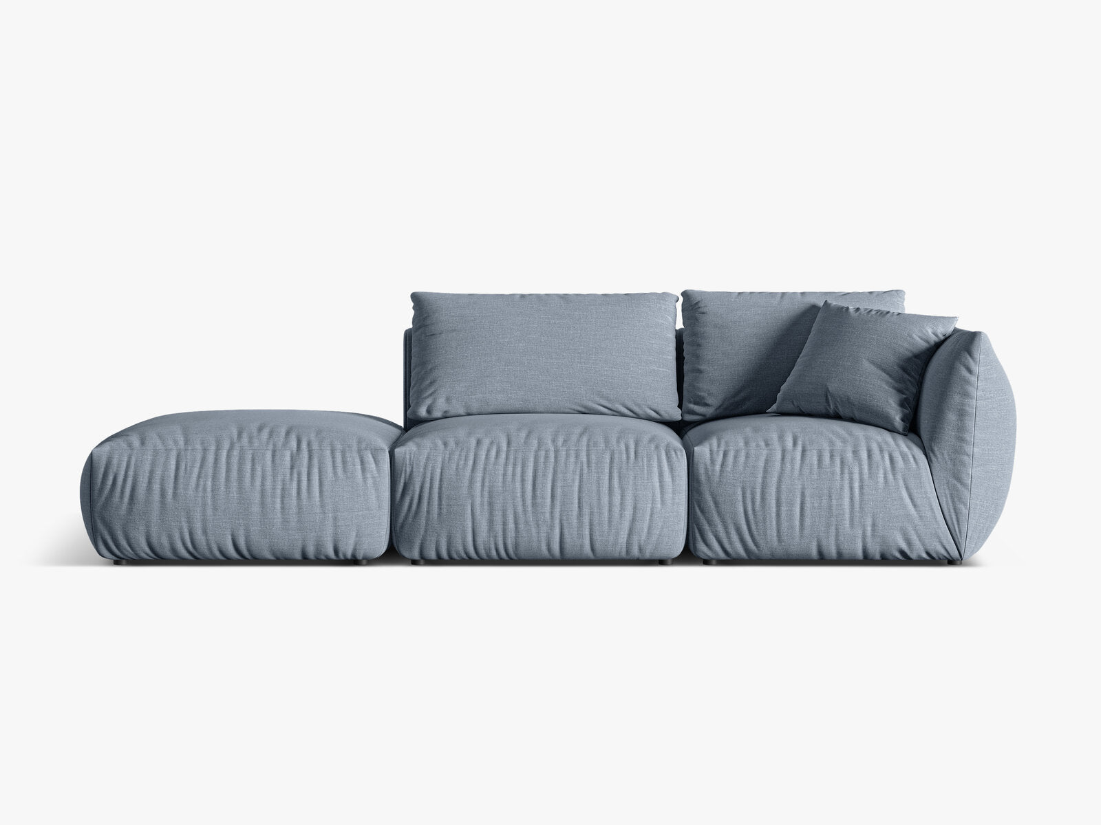 Micadoni Modulares Sofa Chris 3-Sitzer Links Strukturierter Stoff Gedämpftes Blau
