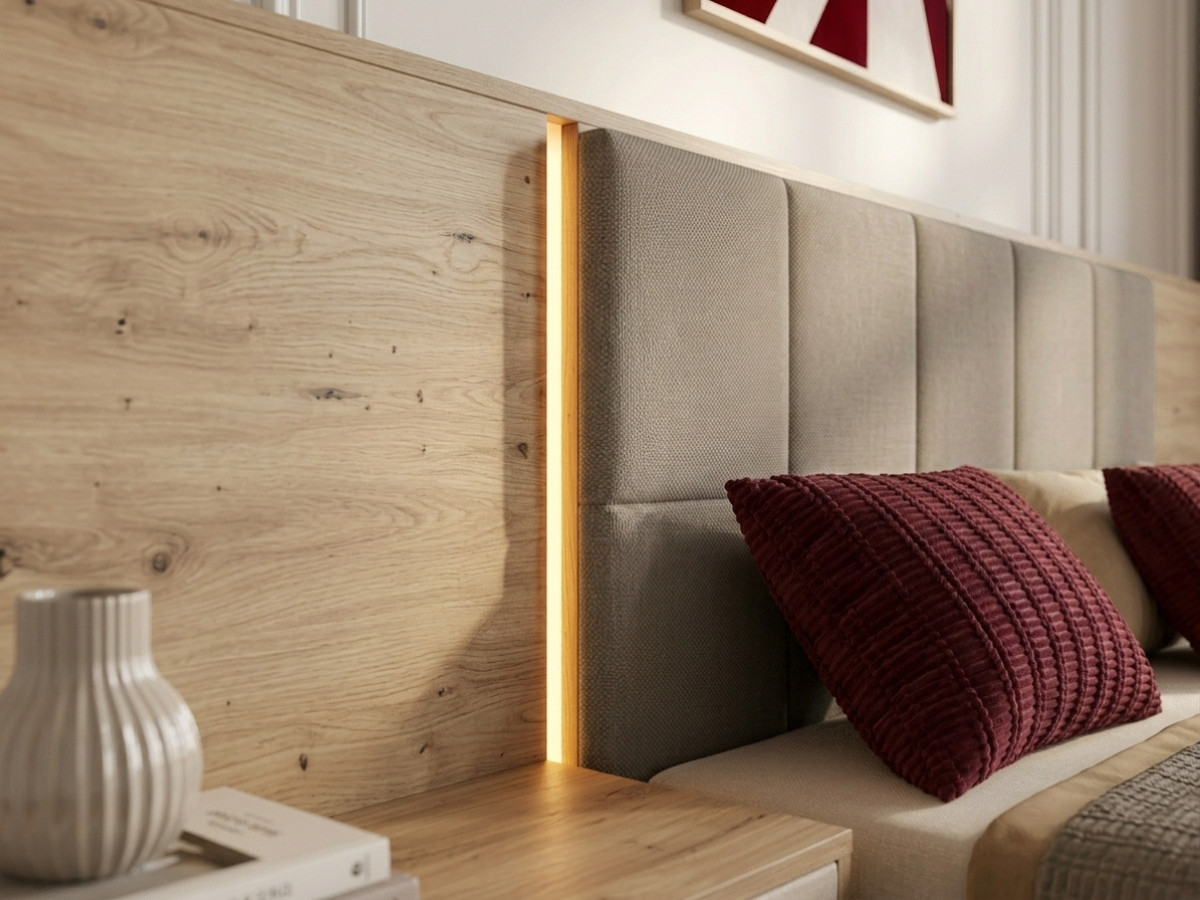 Bobochic Ryokan Polsterbett mit Bettkasten Strukturstoff Taupe, Liegefläche 140 × 190 cm