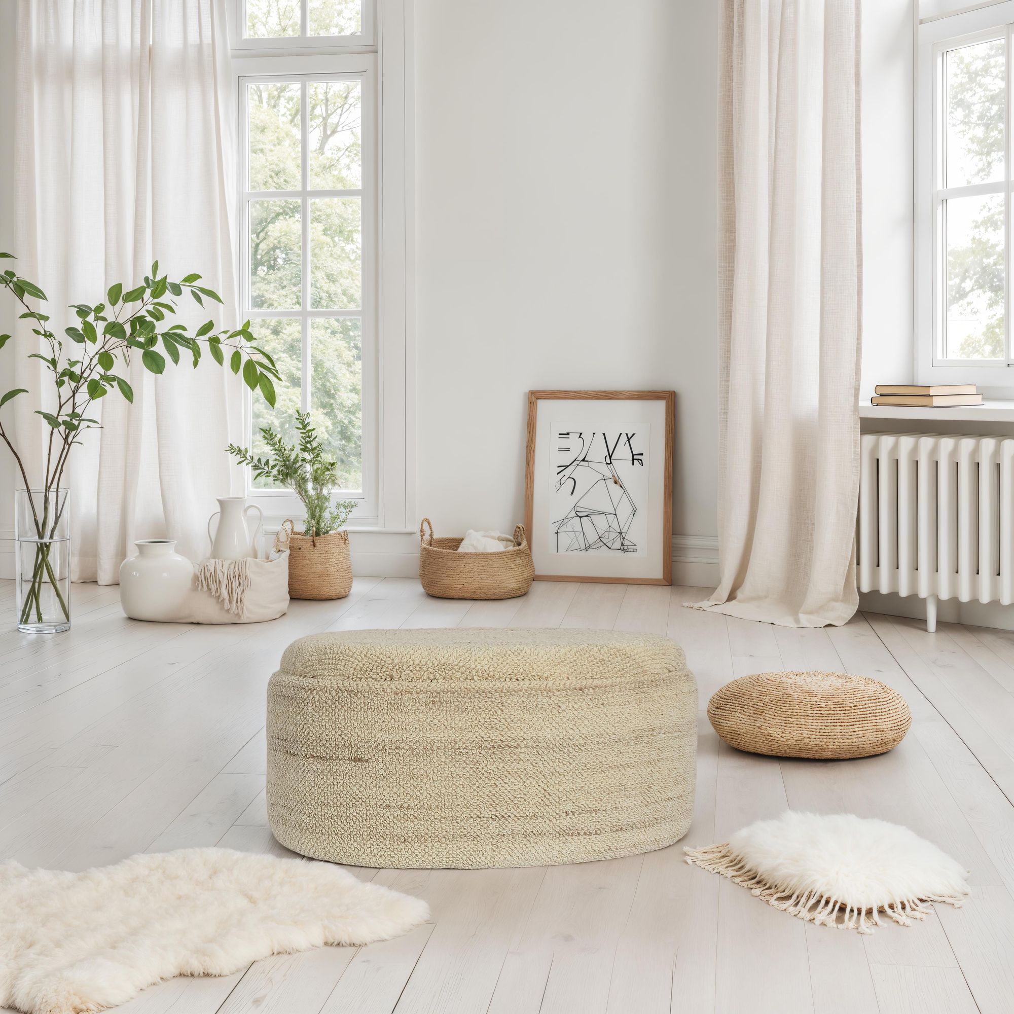 Sitzhocker Oteren Stoff Braun 81 × 62 × 40 cm