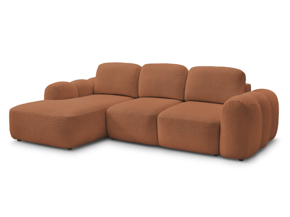 Bobochic Montaigne Ecksofa mit Schlaffunktion und Bettkasten 276 × 164 cm Bouclé-Stoff Orange Ecke links