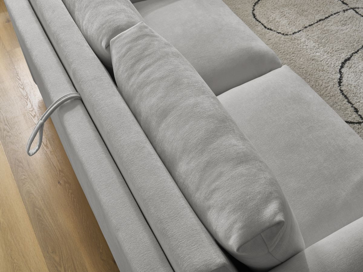 Bobochic Cocoone Schlafsofa 3-Sitzer Stoff Grau, Liegefläche 140 × 200 cm
