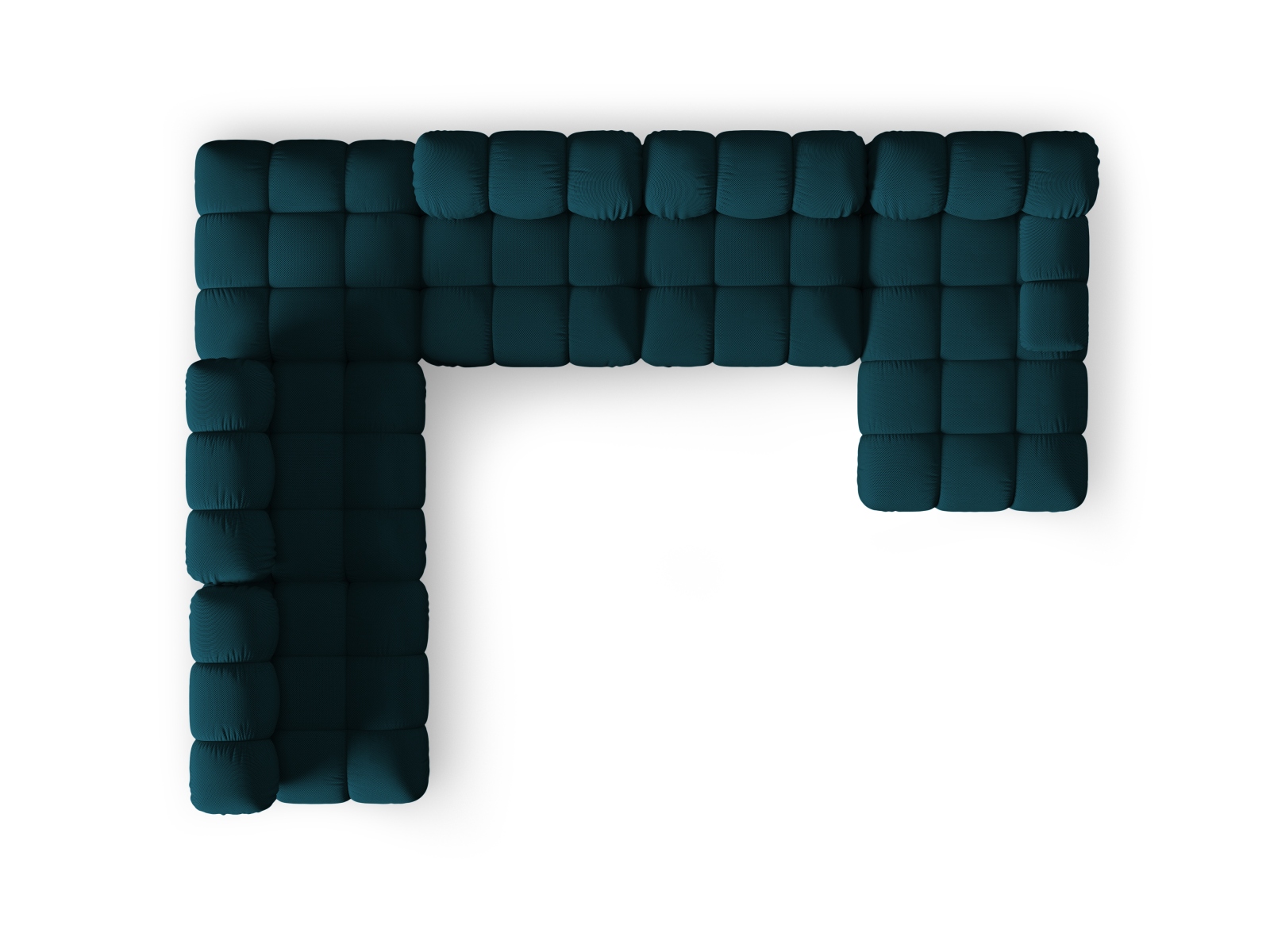 Micadoni Modulares Panorama Ecksofa Bellis 7-Sitzer Links 3D-Stoff Sonic Marineblau