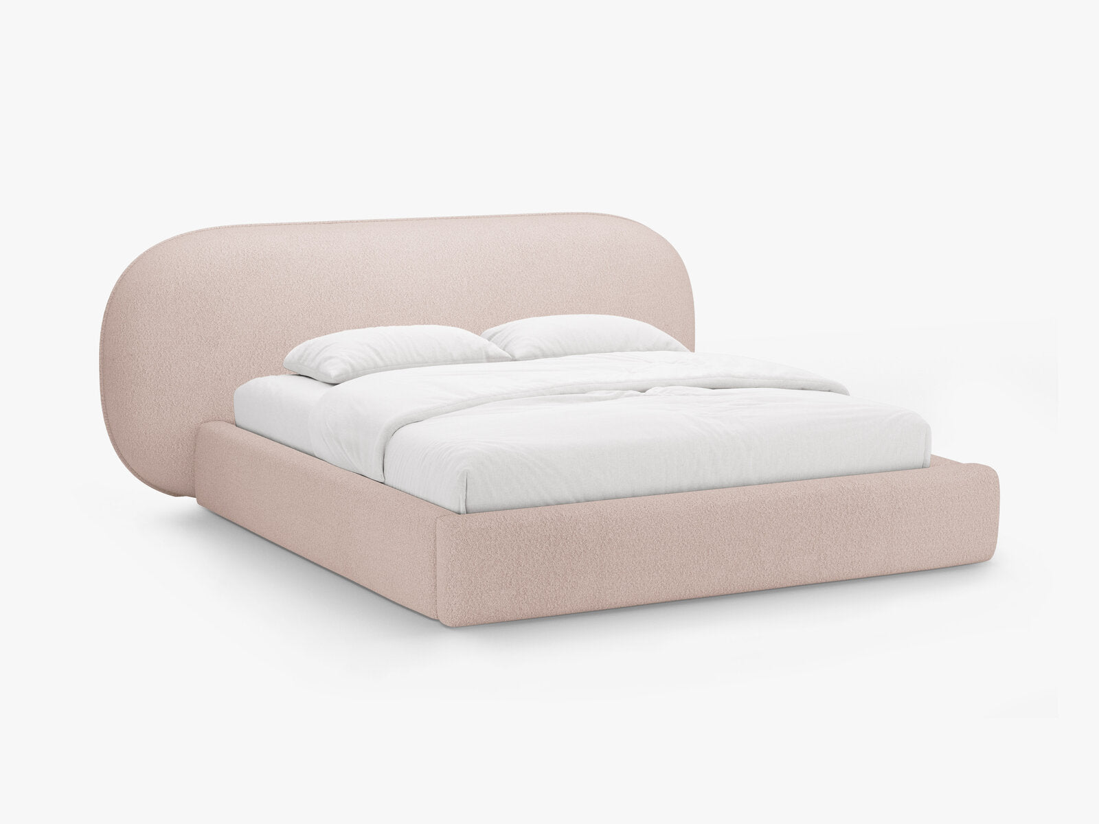 Micadoni Stauraumbett mit Kopfteil Ovalo Boucle Baloo Puderrosa 160x200