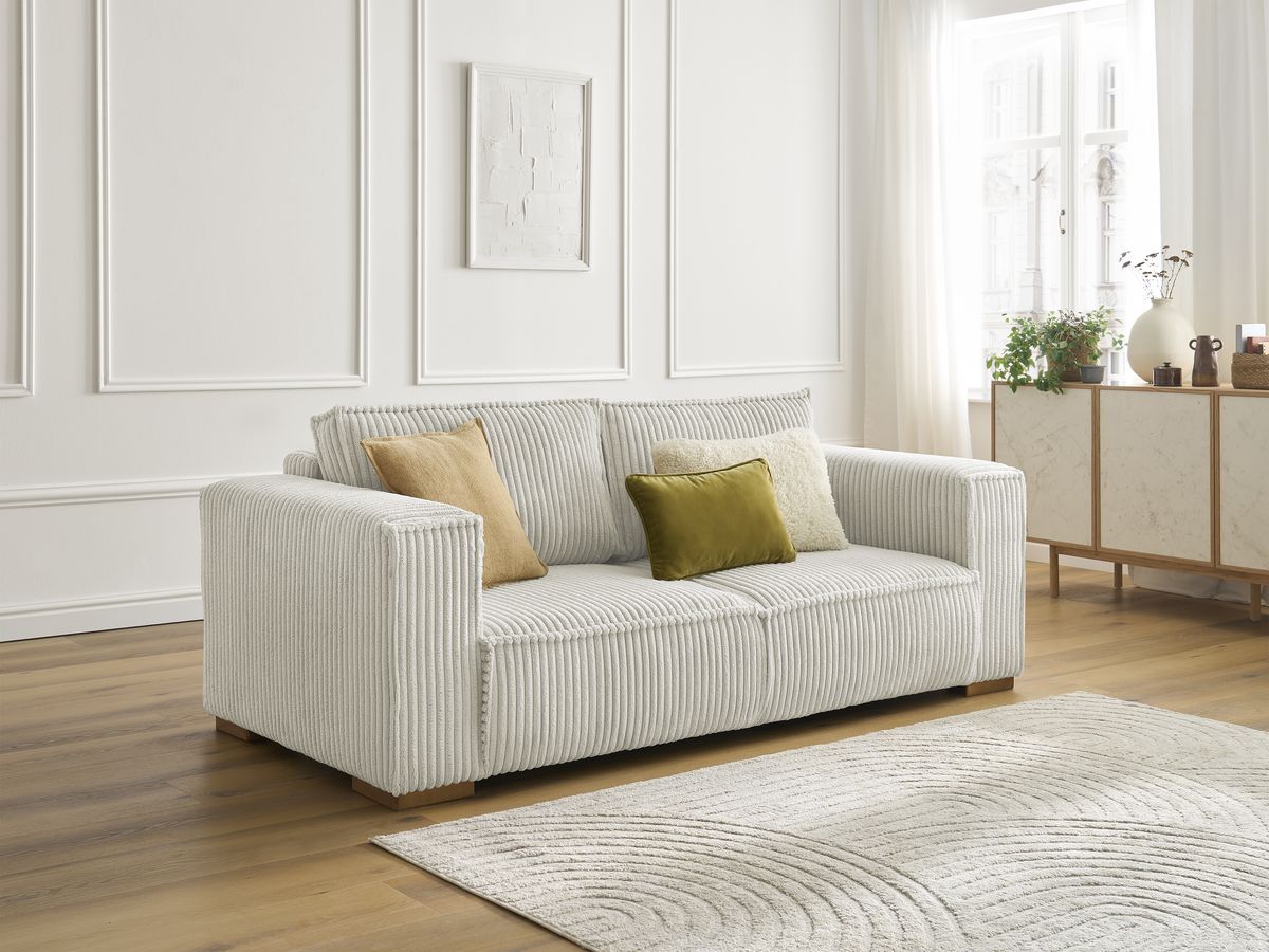Bobochic Chelsea Sofa 2-Sitzer Breitcord weich Beige