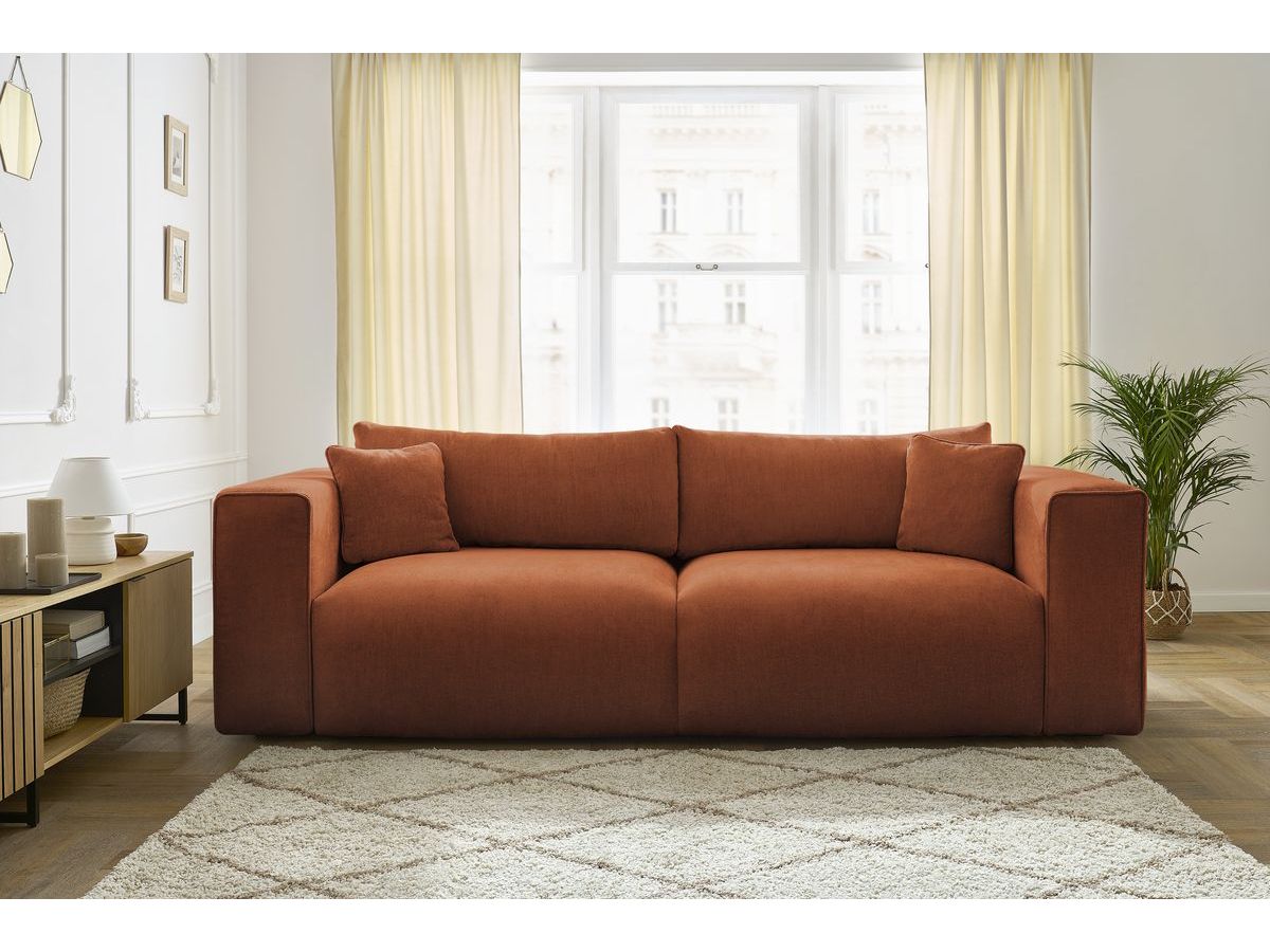 Bobochic Ezechiel Schlafsofa 3-Sitzer mit Bettkasten Stoff Rot