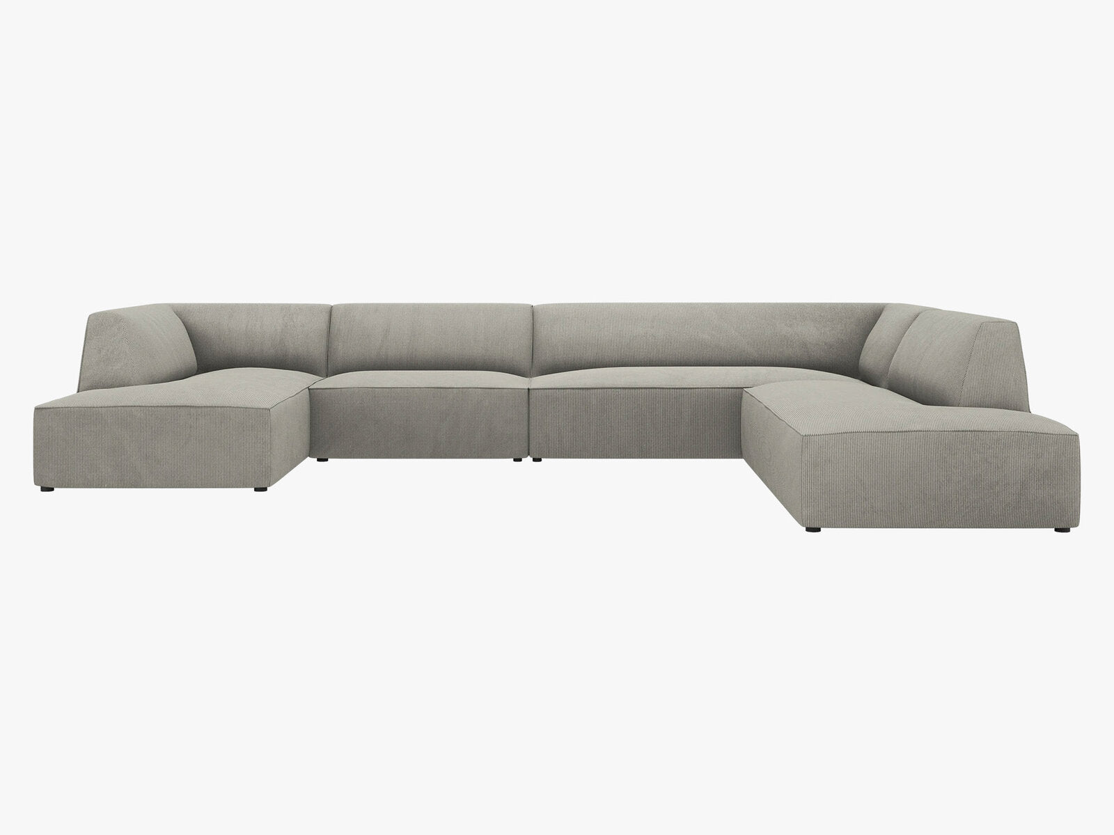 Micadoni Panorama-Ecksofa Ruby 7-Sitzer Rechts Kord Scala Hellgrau