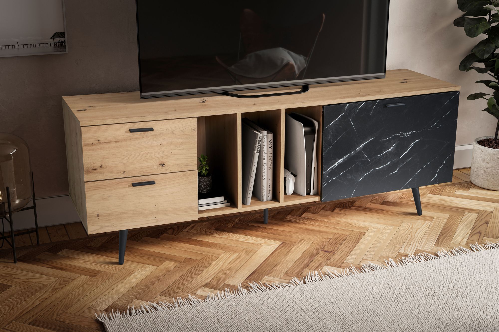 Lowboard Dalane Marmoroptik Braun 150 × 40 × 55 cm