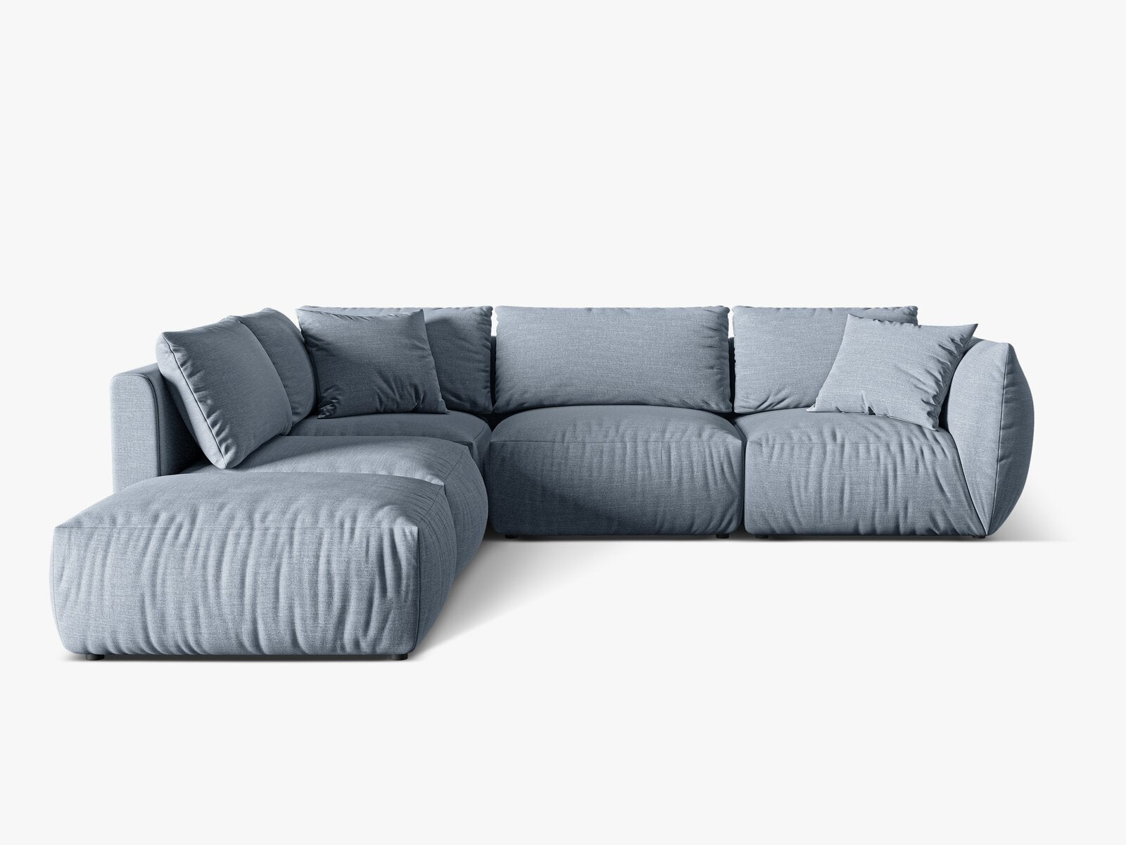Micadoni Modulares Ecksofa Chris 4-Sitzer Links Strukturierter Stoff Gedämpftes Blau