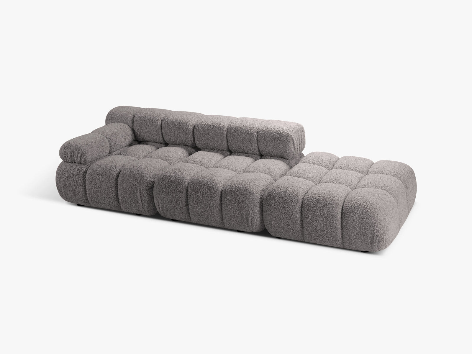 Micadoni Modulares Sofa Bellis 4-Sitzer Rechts Boucle Rolf Hellgrau