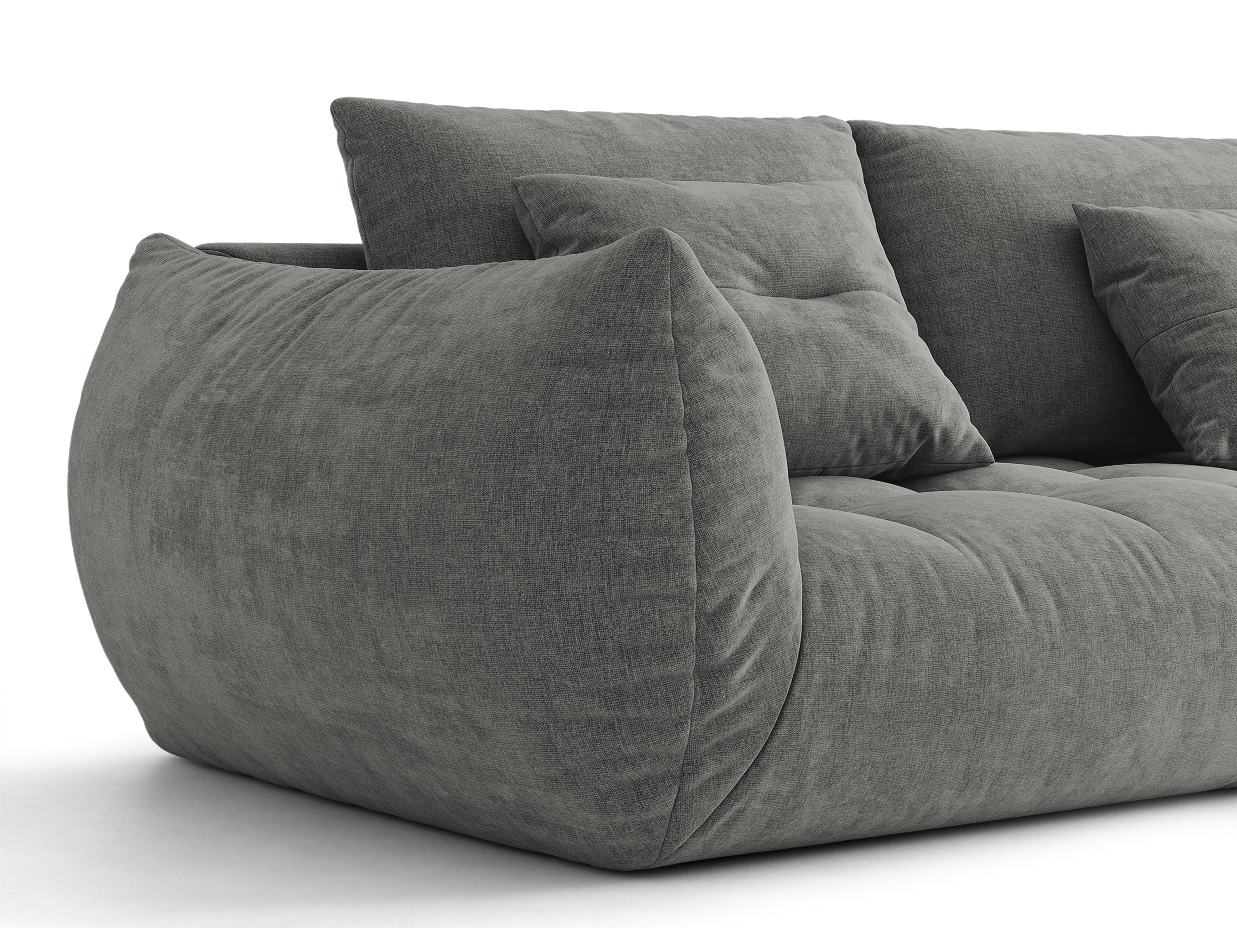 Micadoni Bloom Ecksofa 6-Sitzer Rechts Strukturierter Stoff Wind Dunkelgrau