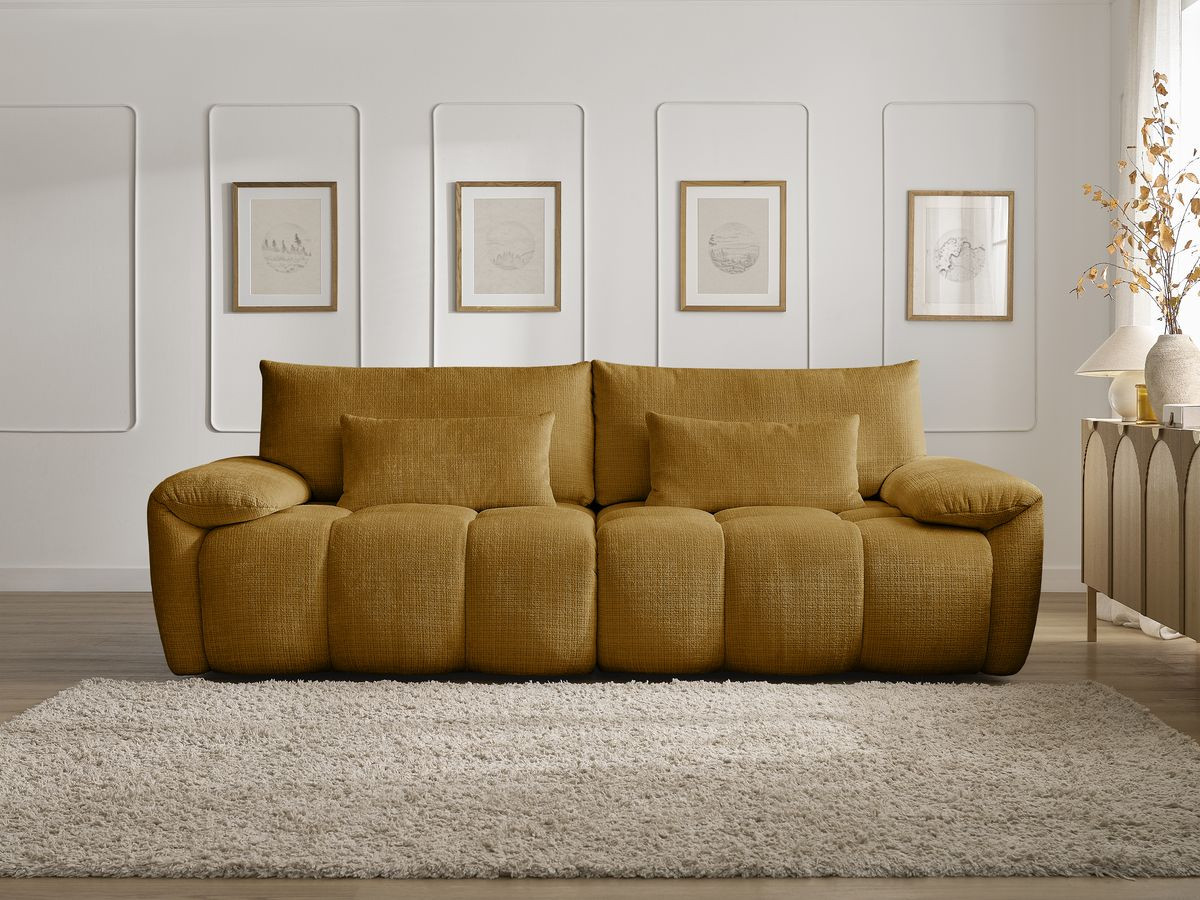 Bobochic Ivane Sofa 3-Sitzer Strukturstoff Gelb