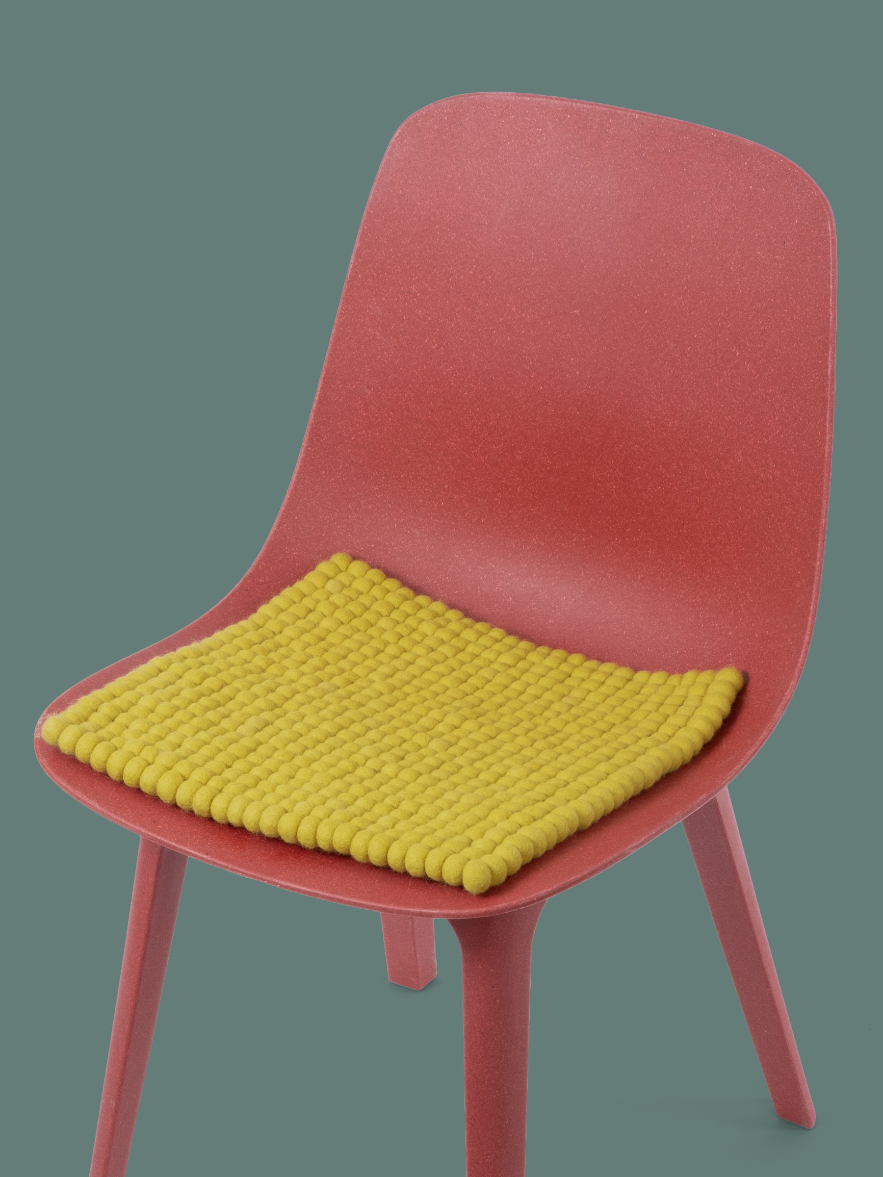 myfelt Kata Filzkugel-Sitzauflage Gelbgrün 36 x 36 cm