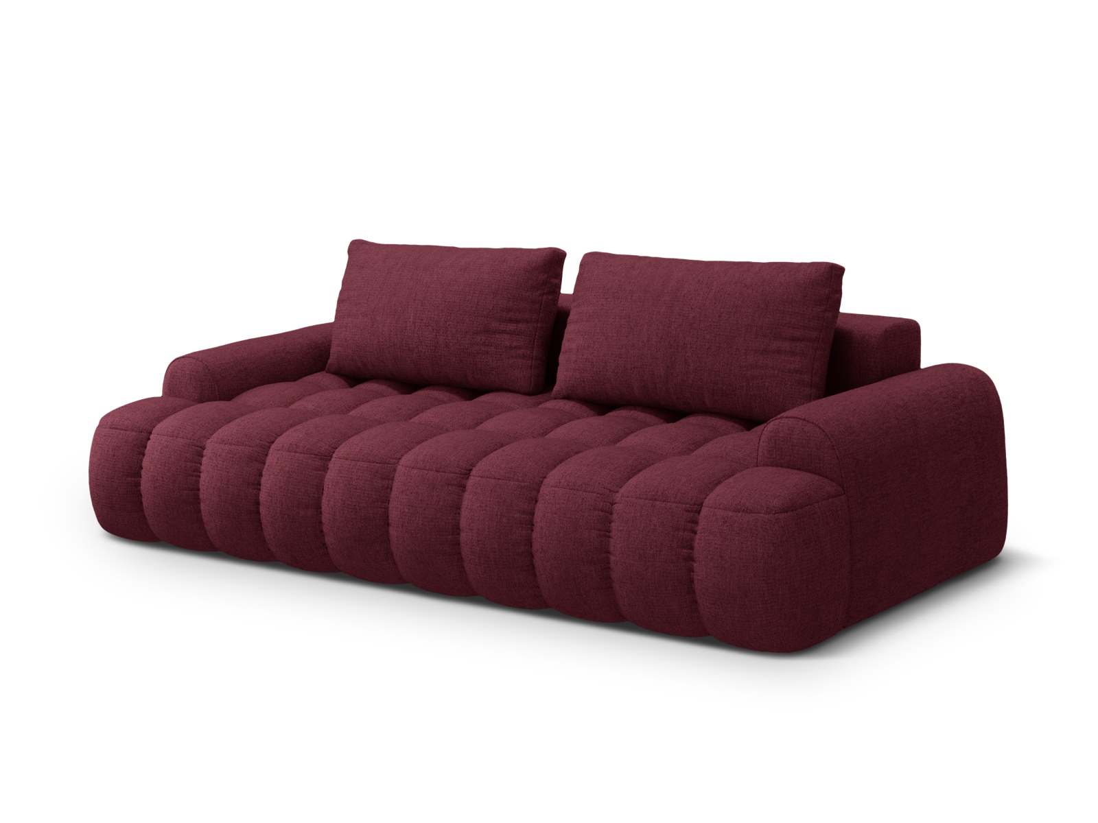 Cosmopolitan Design Schlafsofa Linz 4-Sitzer mit Bettkasten Strukturierter Stoff Sorella Burgundfarben