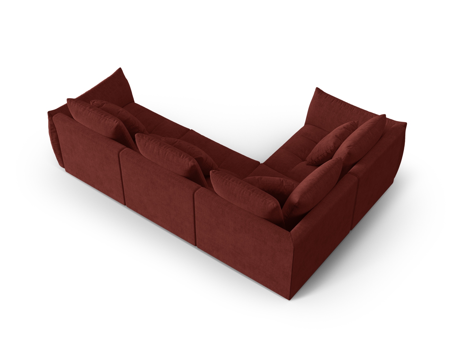 Micadoni Ecksofa Bloom 4-Sitzer Links Strukturierter Stoff Rot