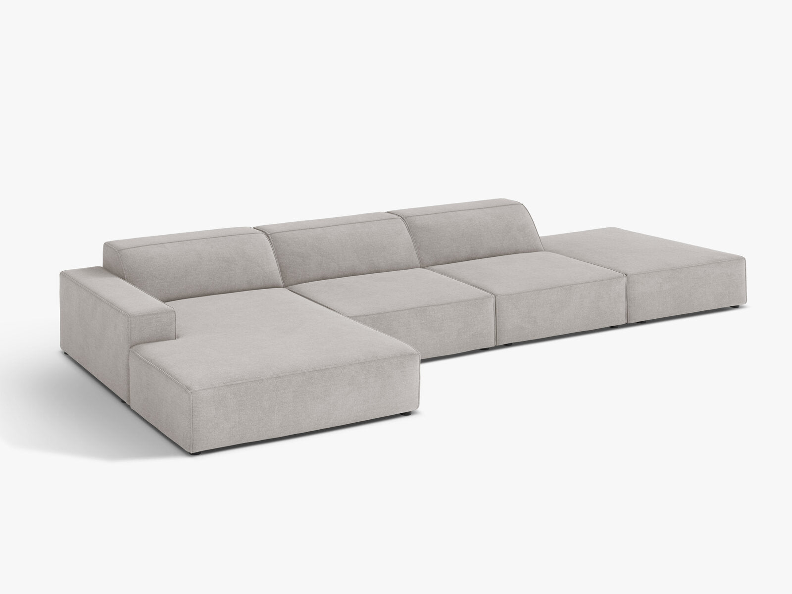 Micadoni Ecksofa Jodie 5-Sitzer Strukturierter Stoff Liberty Hellgrau Links