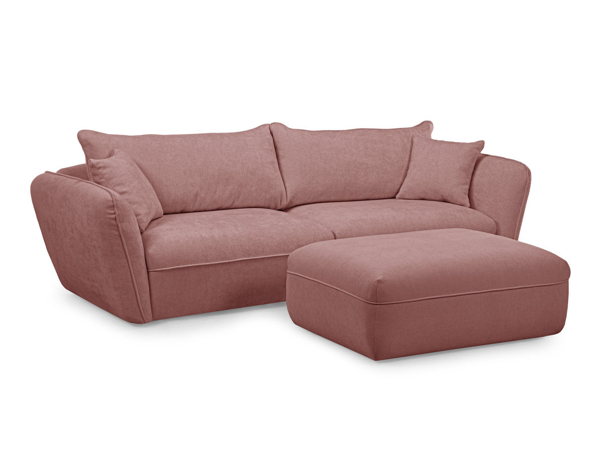 Bobochic Luigi Sofa 3-Sitzer mit Pouf Strukturstoff Rosa