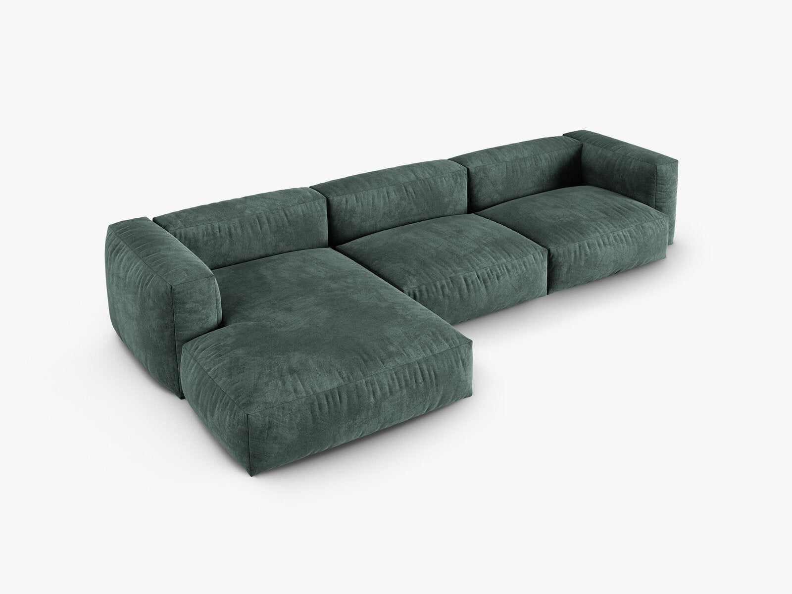 Micadoni Ecksofa Martina 3-Sitzer 90cm Sitztiefe Links Samt Vogue Petrol