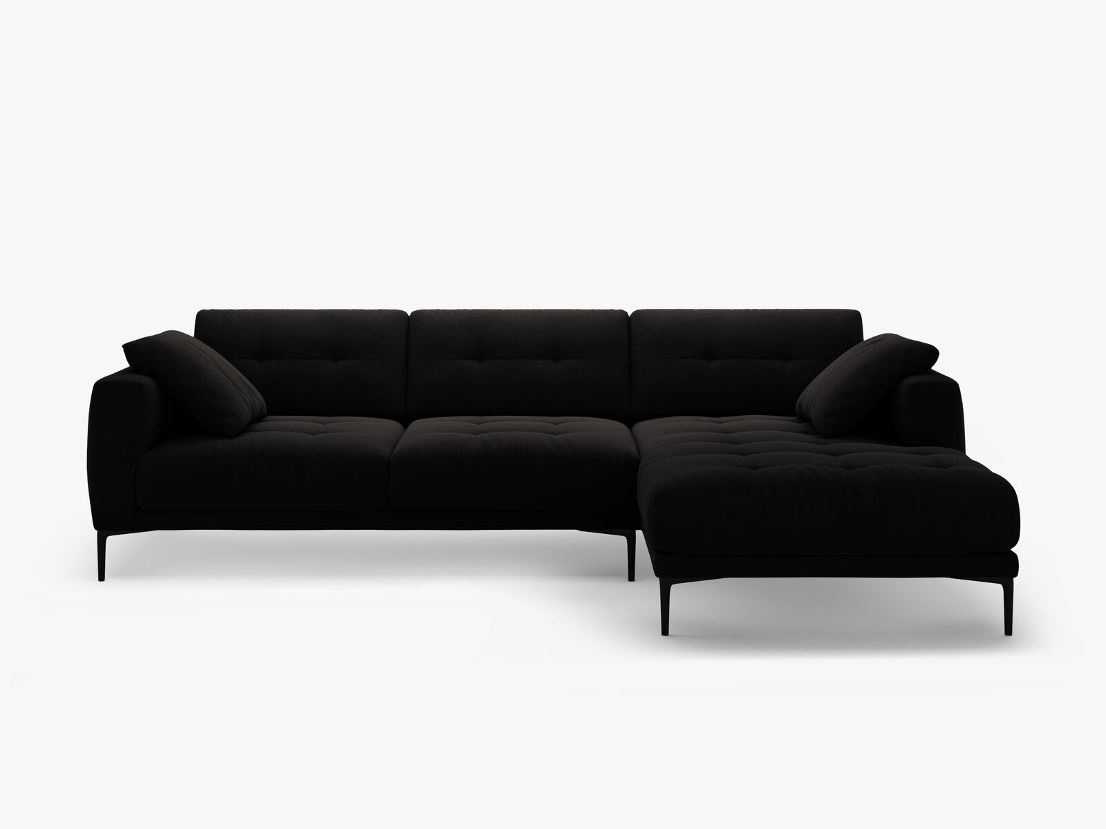 Micadoni Ecksofa Bemy 3-Sitzer Rechts Samt Schwarz