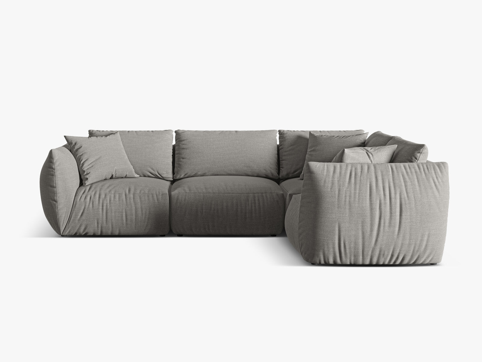 Micadoni Ecksofa Chris 4-Sitzer Rechts Strukturierter Stoff Warmes Grau
