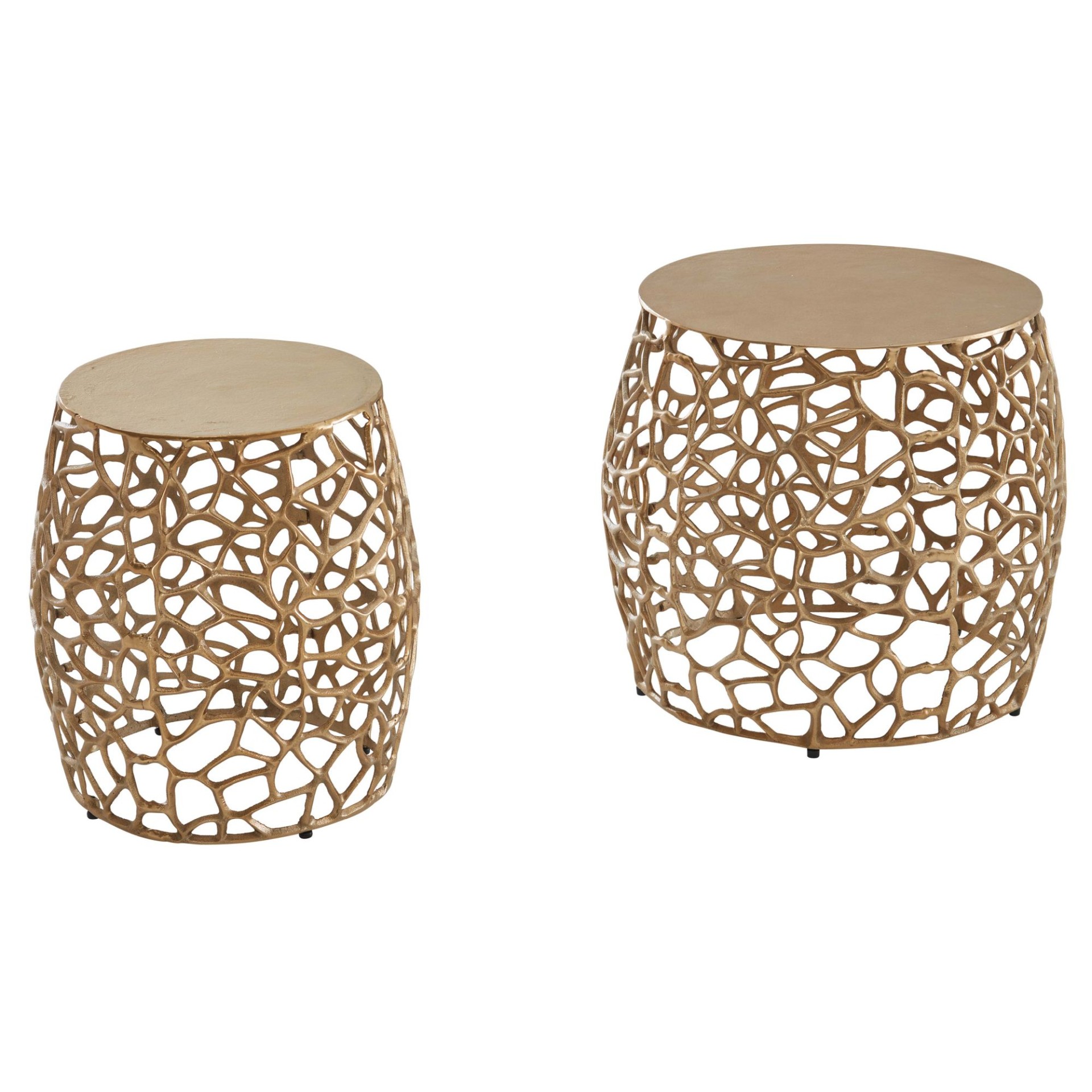 Satztisch 2er-Set Alstahaug Aluminium Gold Ø 46 cm