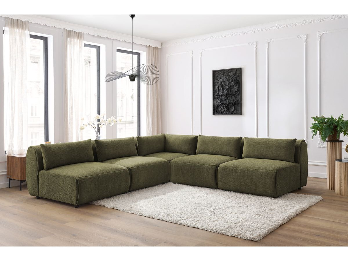 Bobochic Jeanne Ecksofa 299 × 299 cm Strukturstoff Grün