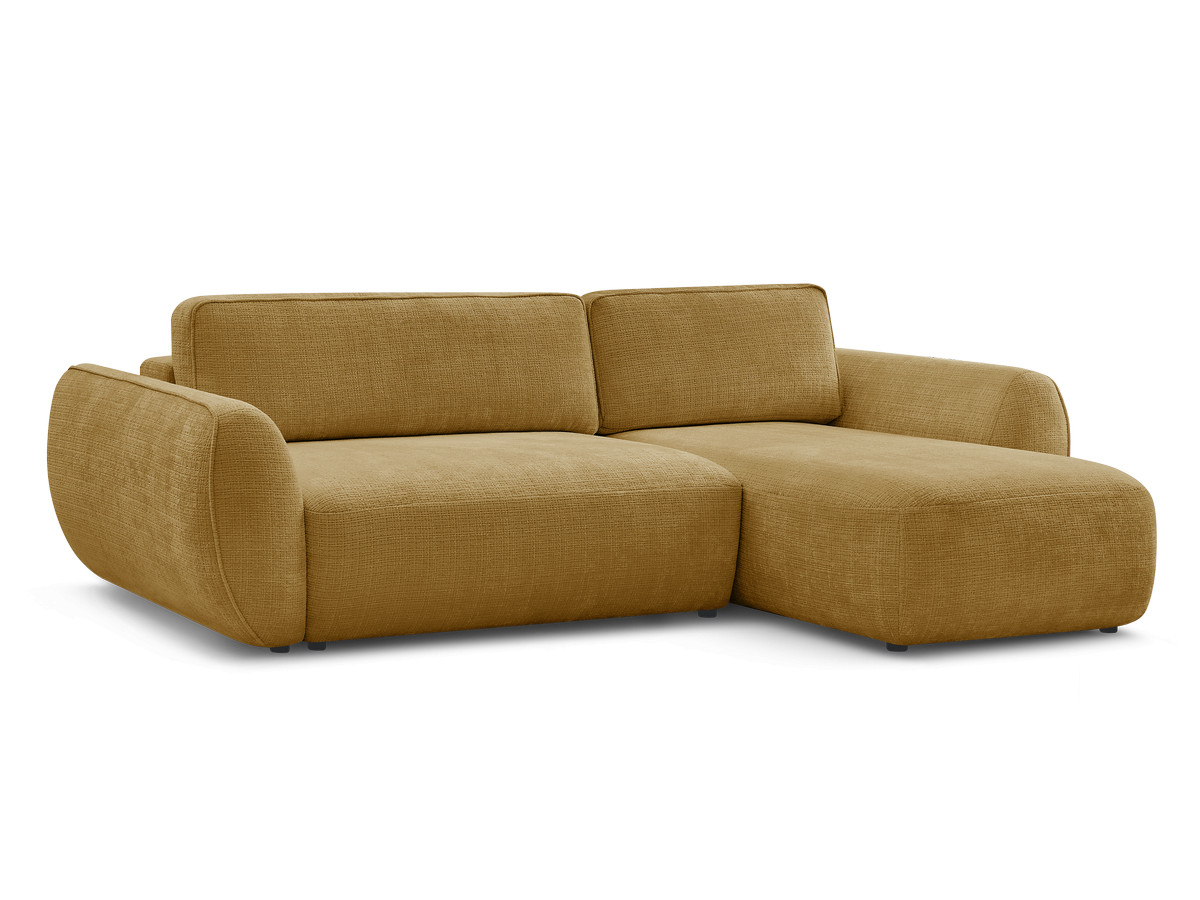 Bobochic Denise Ecksofa mit Schlaffunktion und Bettkasten 258 × 160 cm Strukturstoff Gelb Ecke rechts