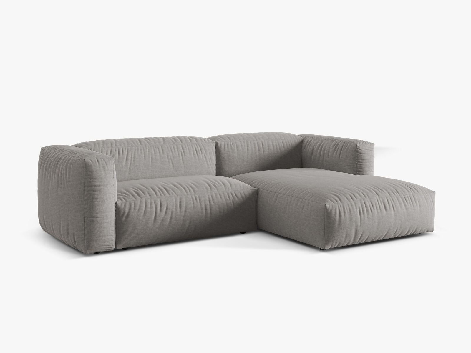 Micadoni Ecksofa Martina 2-Sitzer Rechts Strukturierter Stoff Boston Hellgrau