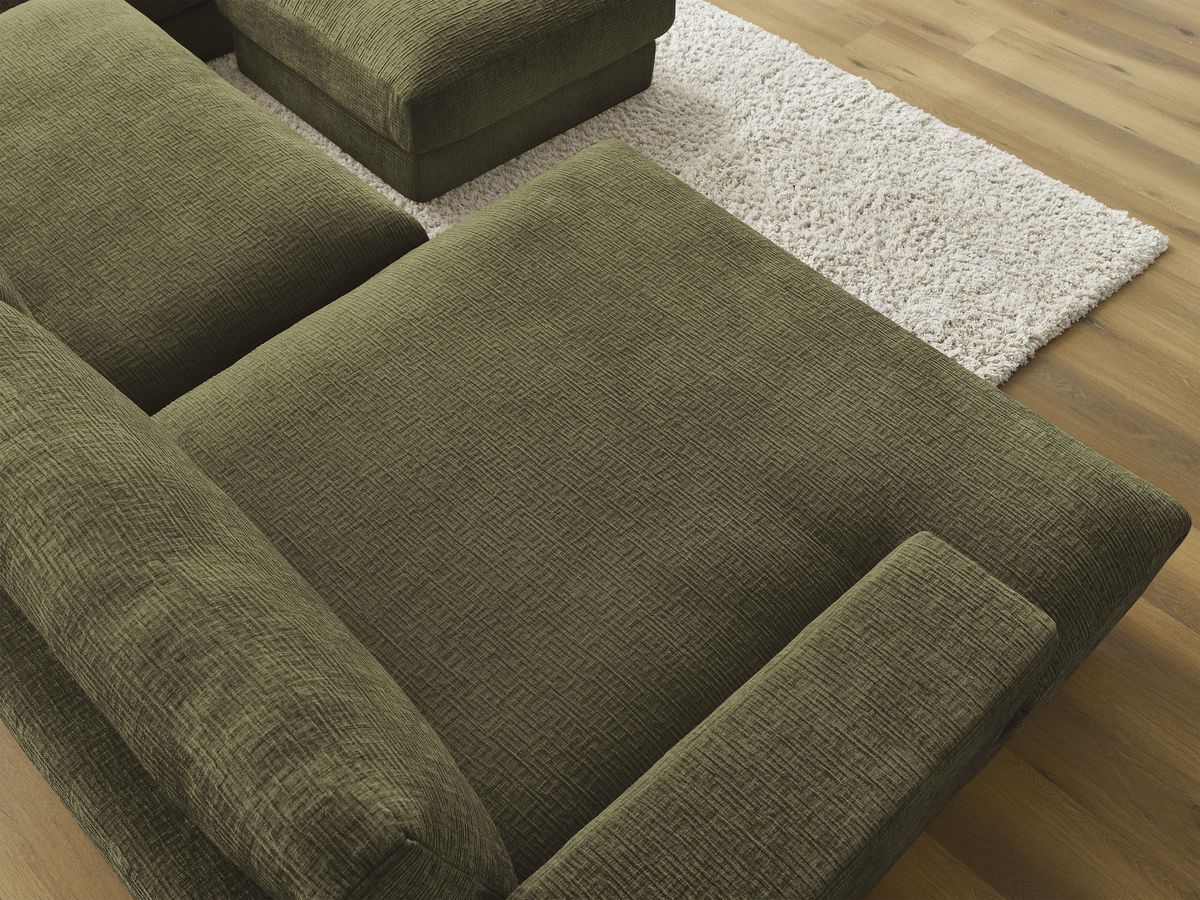 Bobochic Leonard Wohnlandschaft mit Pouf 404 × 159 cm Strukturstoff Grün