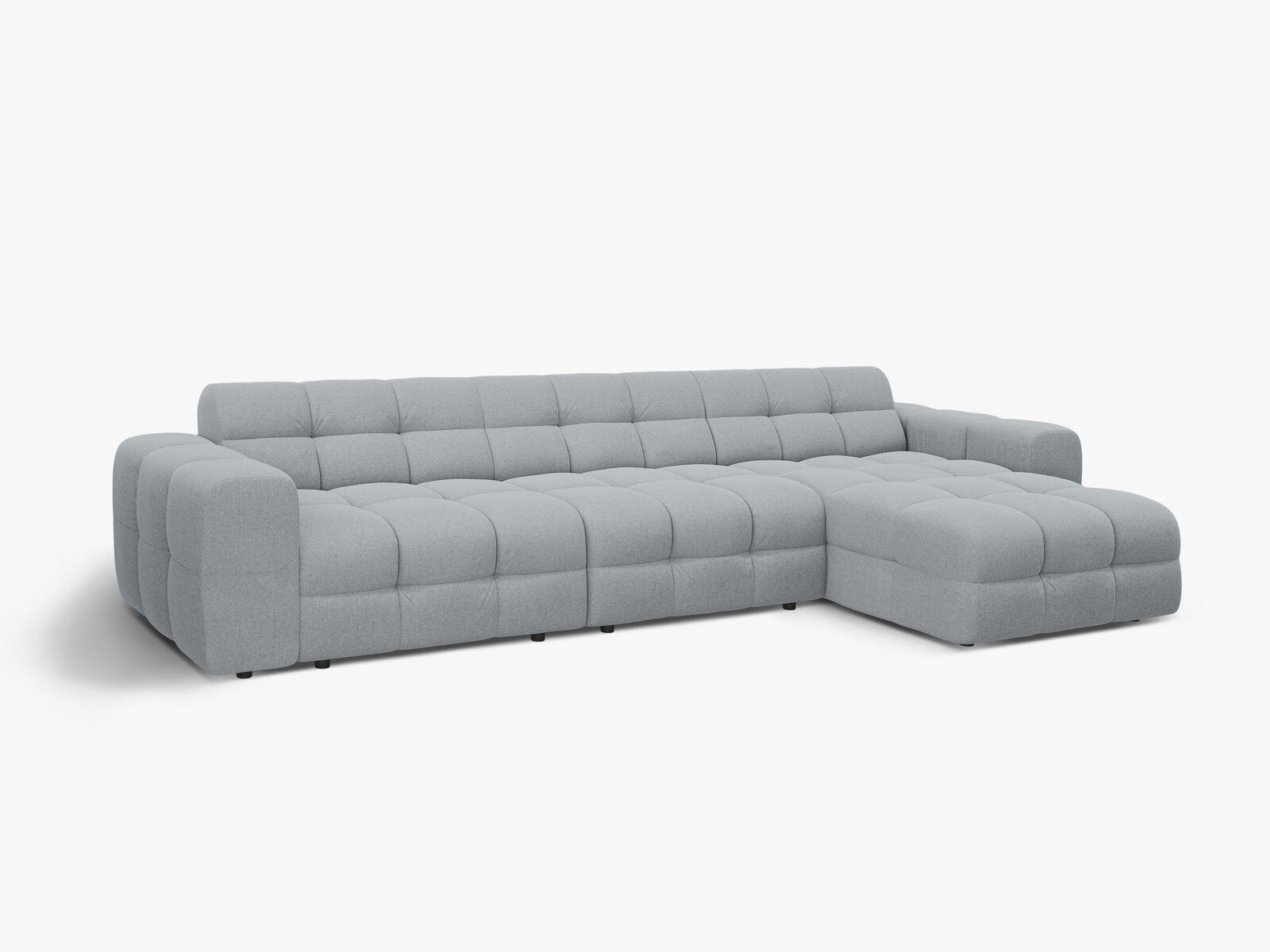 Micadoni Ecksofa Kendal 5-Sitzer Rechts Strukturierter Stoff Platinum