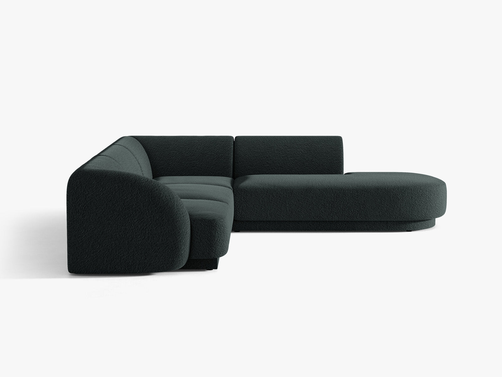 Micadoni Ecksofa Miley 6-Sitzer Rechts Boucle Baloo Schwarz