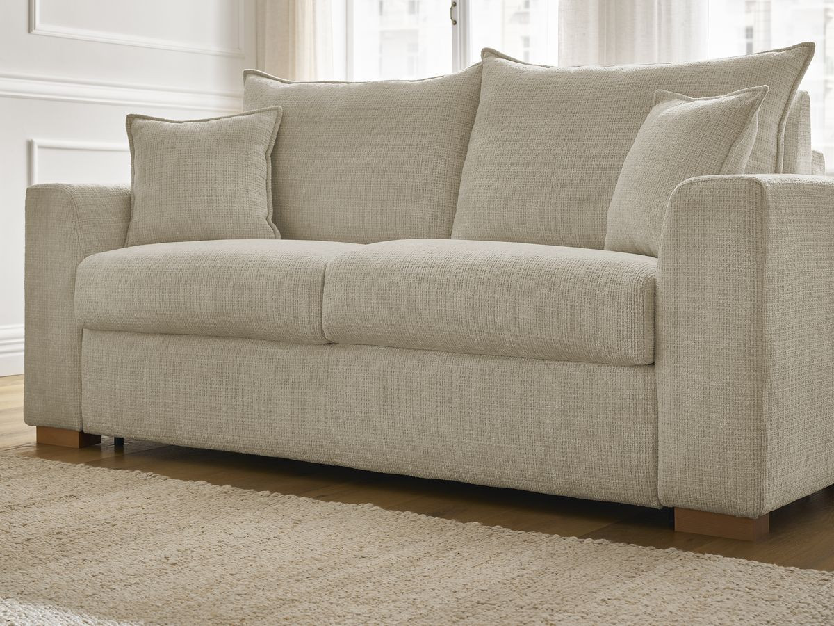 Bobochic Augustin Schlafsofa 3-Sitzer Strukturstoff Beige, Liegefläche 160 × 200 cm