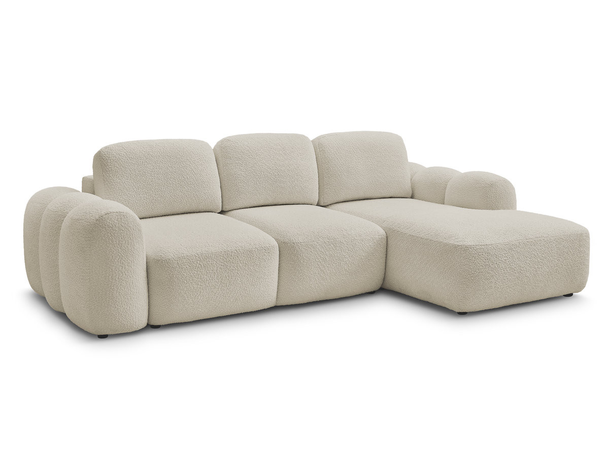 Bobochic Montaigne Ecksofa mit Schlaffunktion und Bettkasten 276 × 164 cm Bouclé-Stoff Beige Ecke rechts