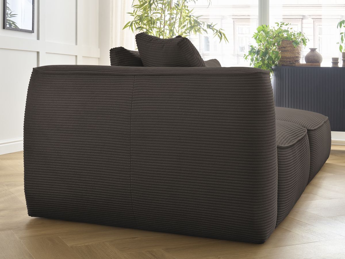 Bobochic Leopold Sofa 4-Sitzer mit Pouf Cordsamt Braun Armlehne links