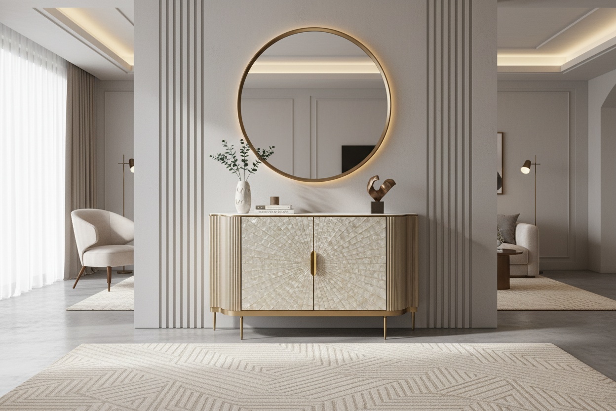Livin Hill Sideboard Stilig 150 cm Champagnergold, Platte Weiß
