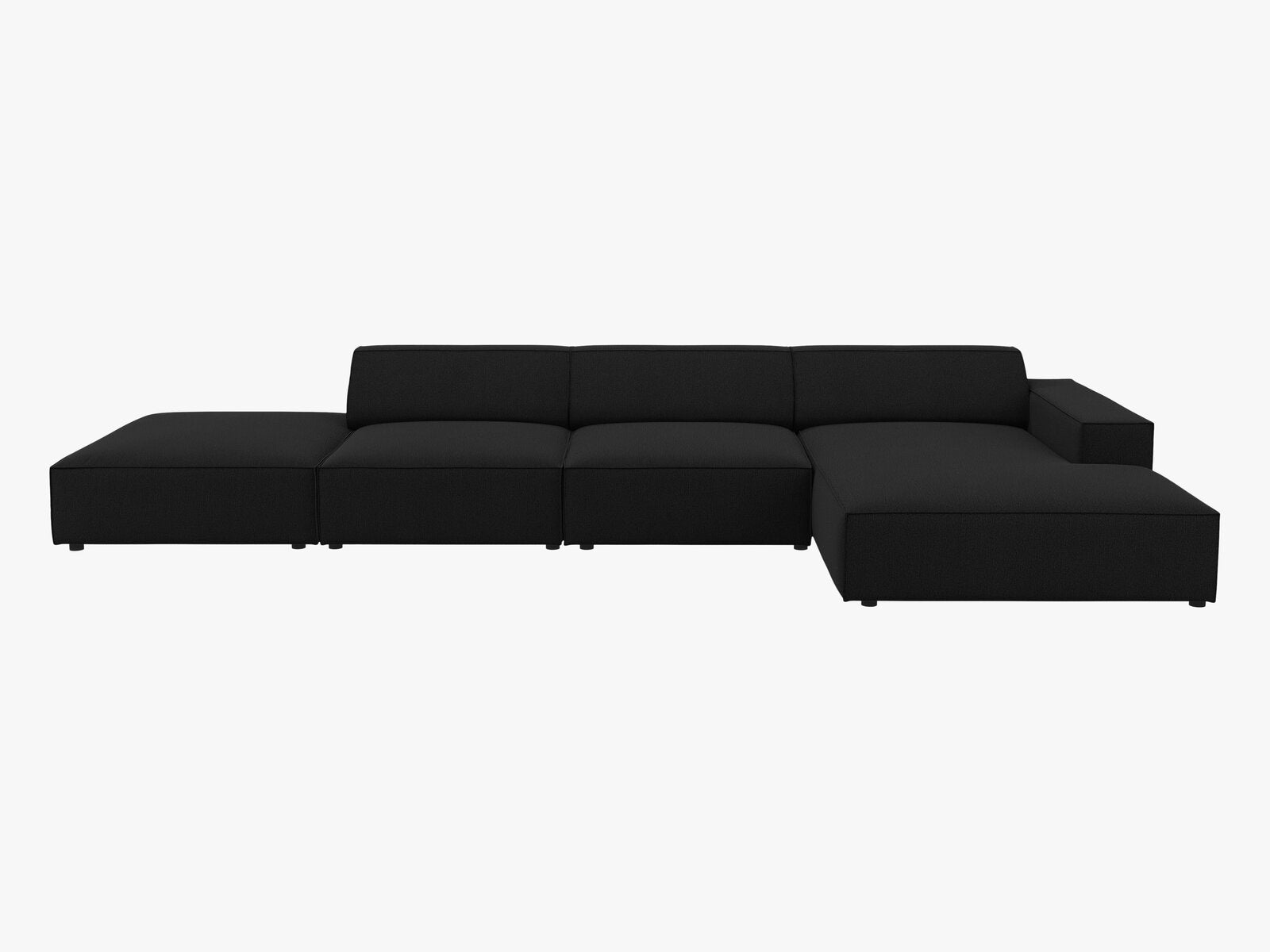 Micadoni Ecksofa Jodie 5-Sitzer Rechts Strukturierter Stoff Megan Schwarz