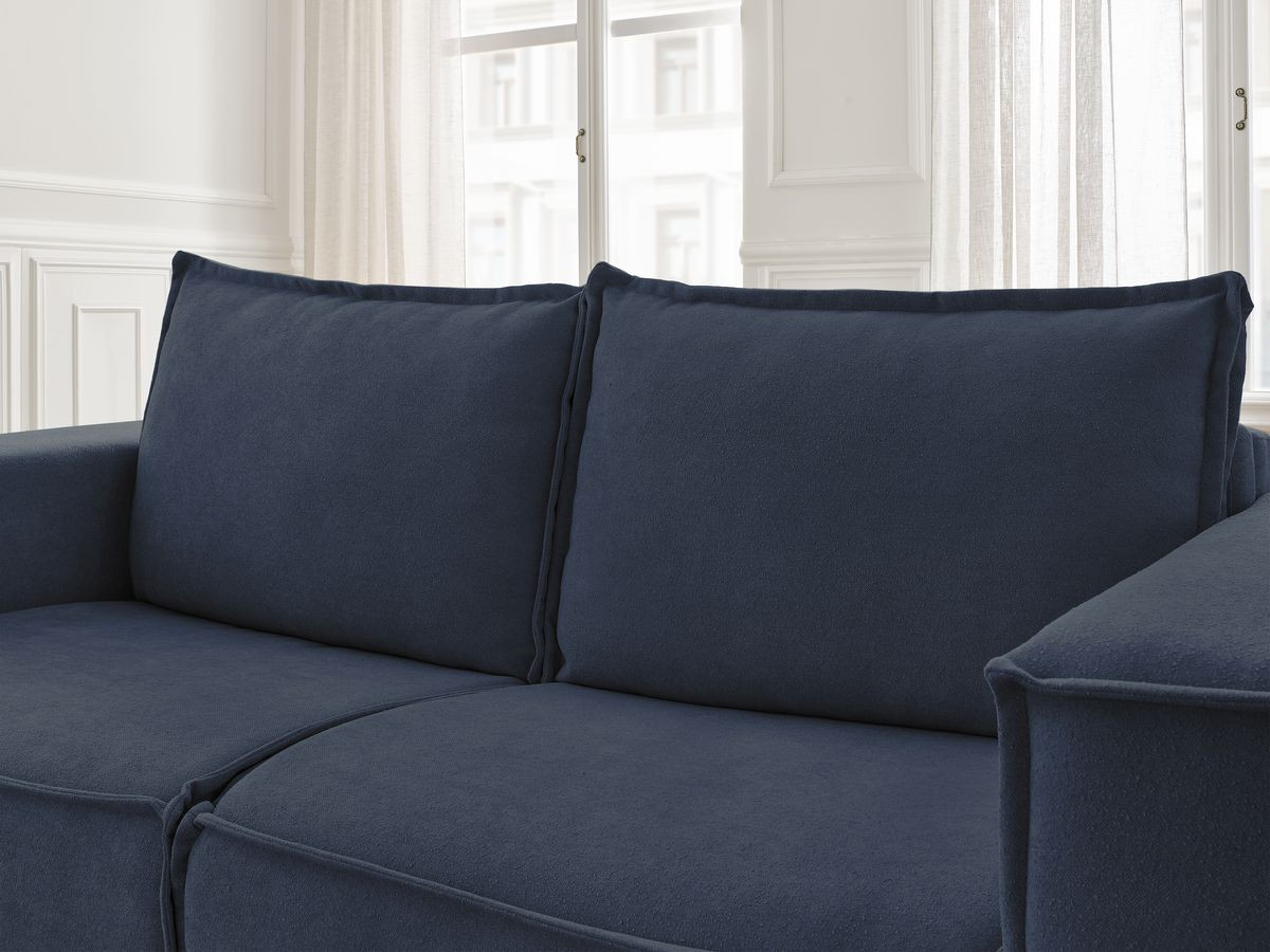 Bobochic Chelsea Schlafsofa 3-Sitzer Strukturstoff Dunkelblau, Liegefläche 160 × 200 cm