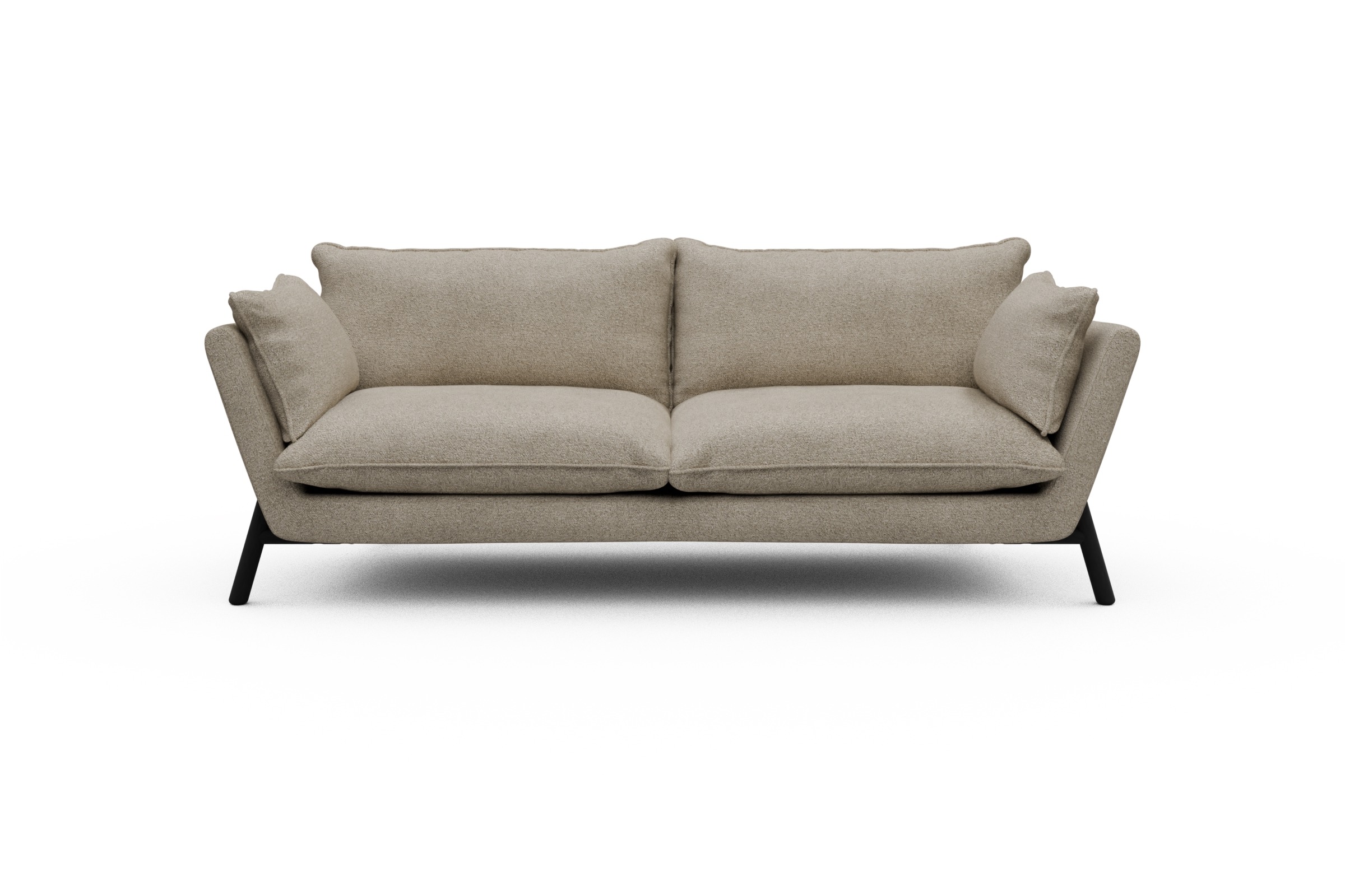 Skandi Home Sofa Emil PREMIUM 3-Sitzer Beinfarbe Eiche Schwarz Boucle-Beige moebelfaktor